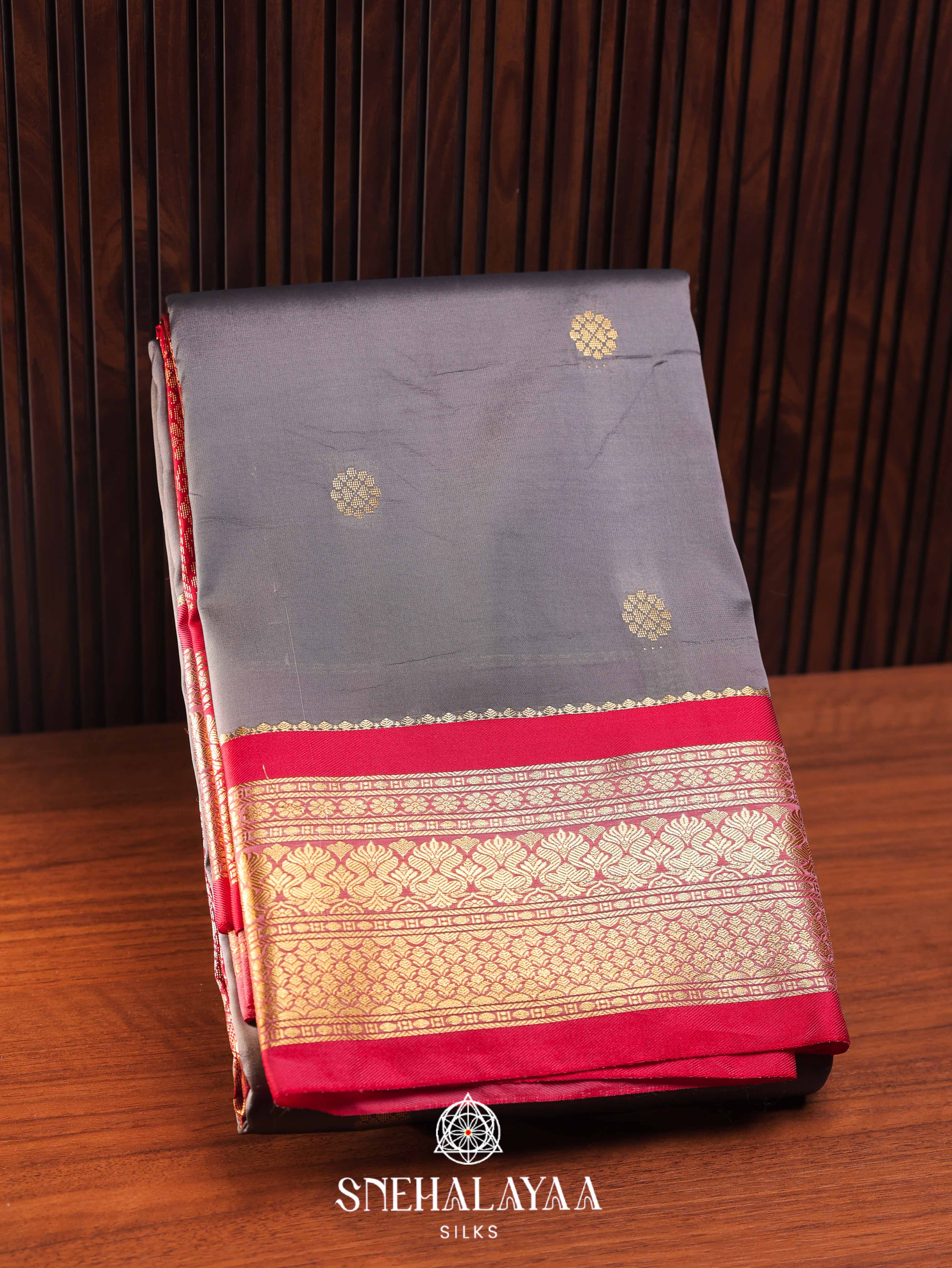 Grey Art Silk Saree