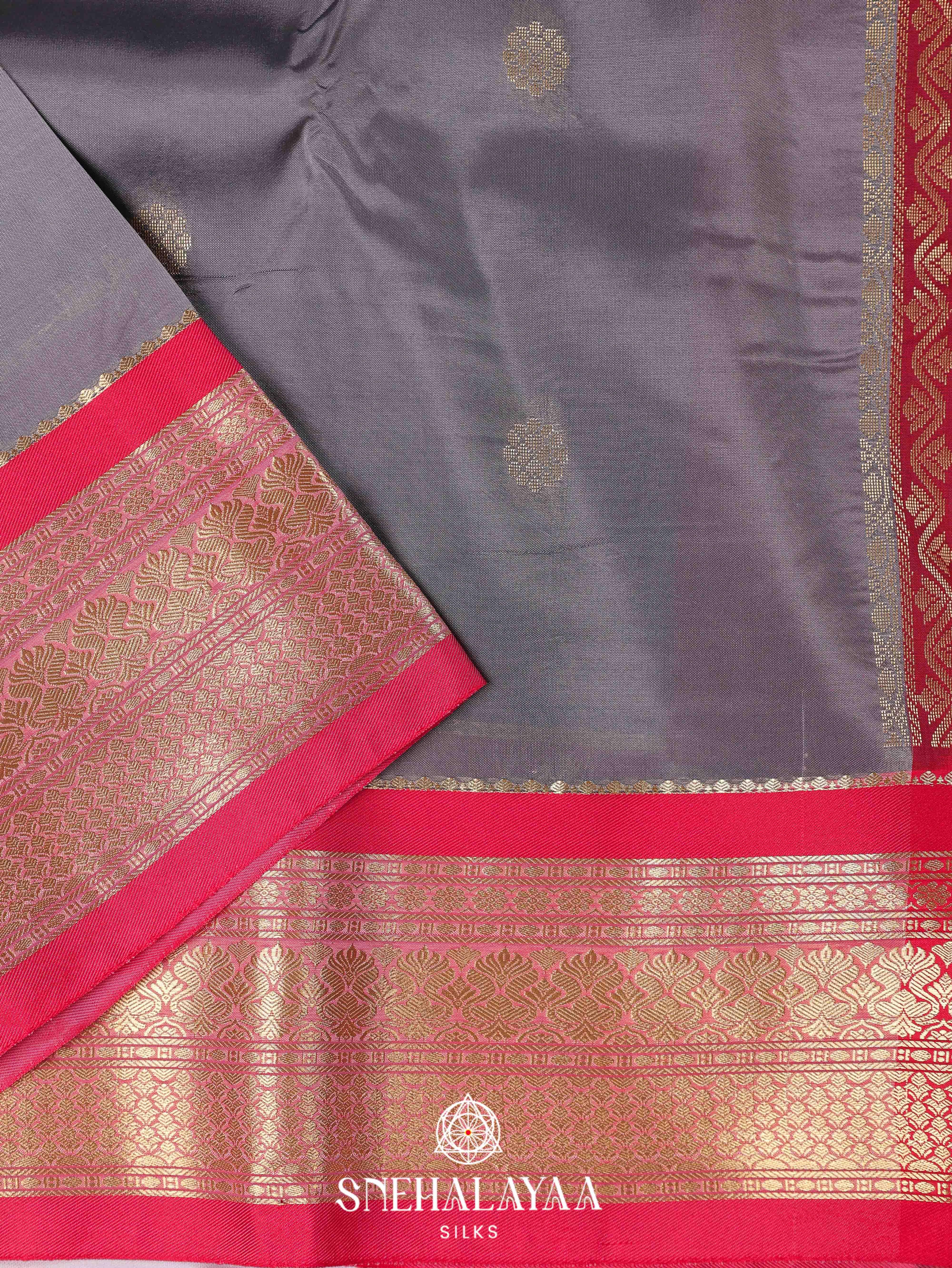 Grey Art Silk Saree