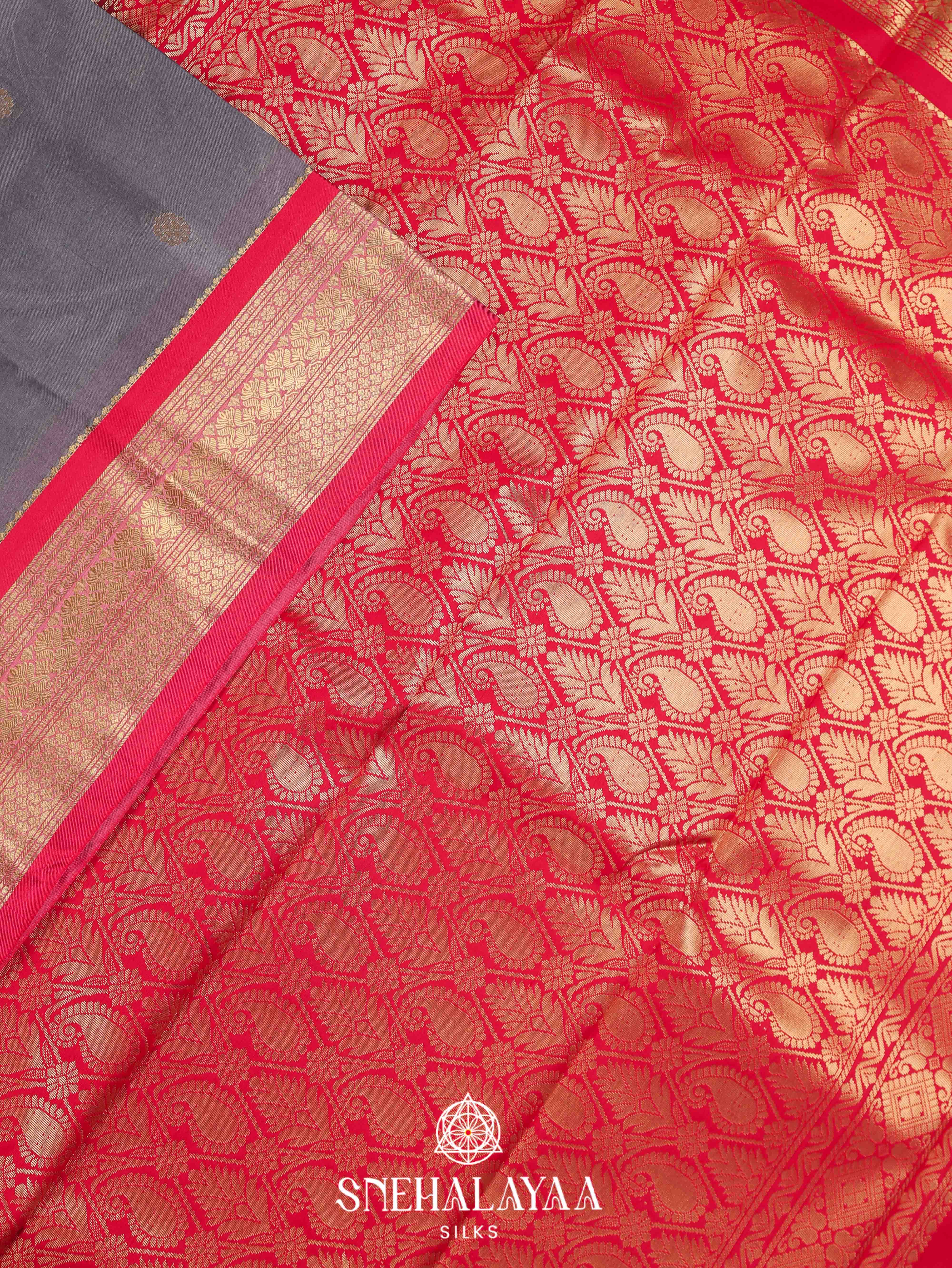 Grey Art Silk Saree