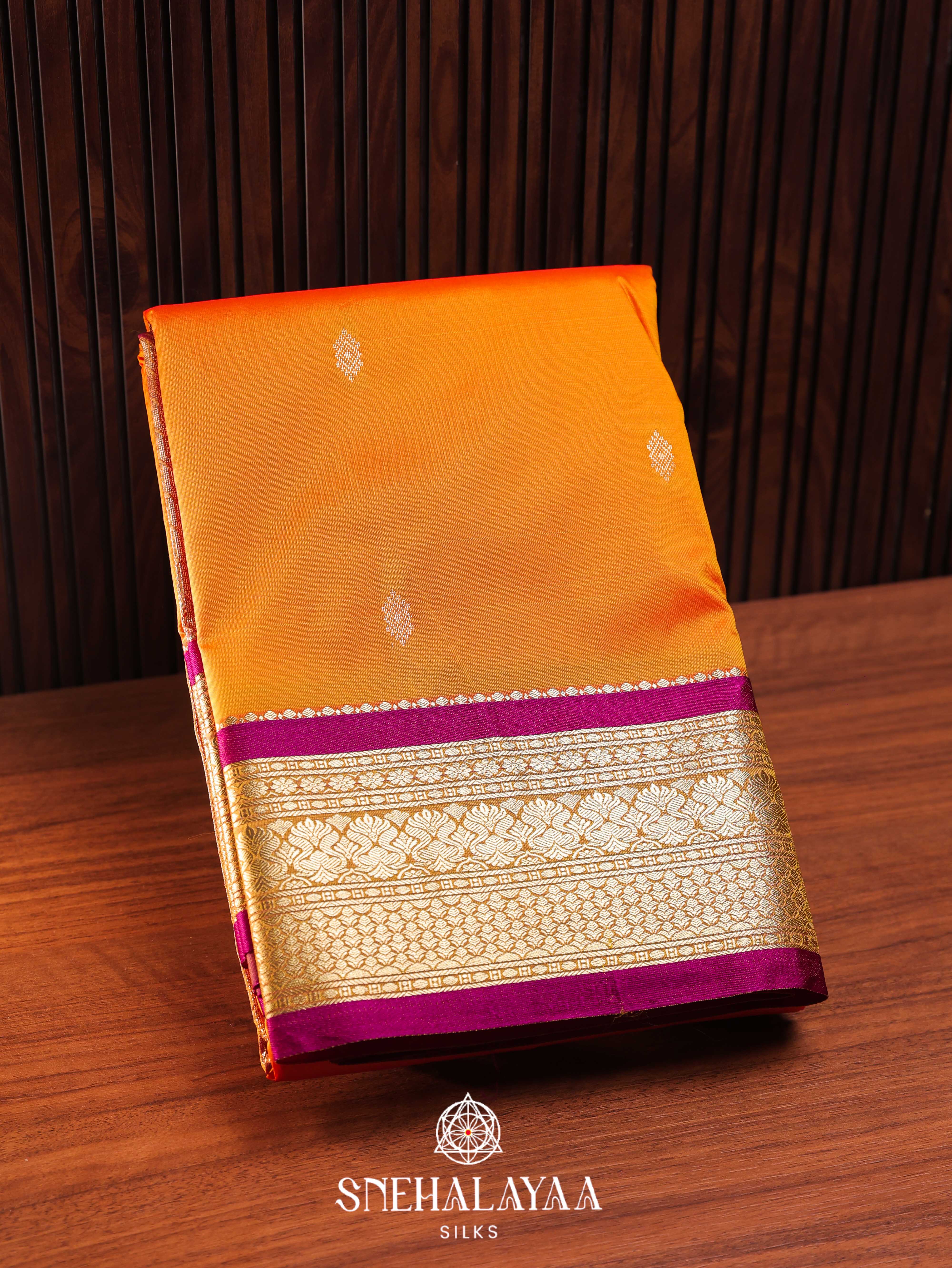 Rust Orange Art Silk Saree