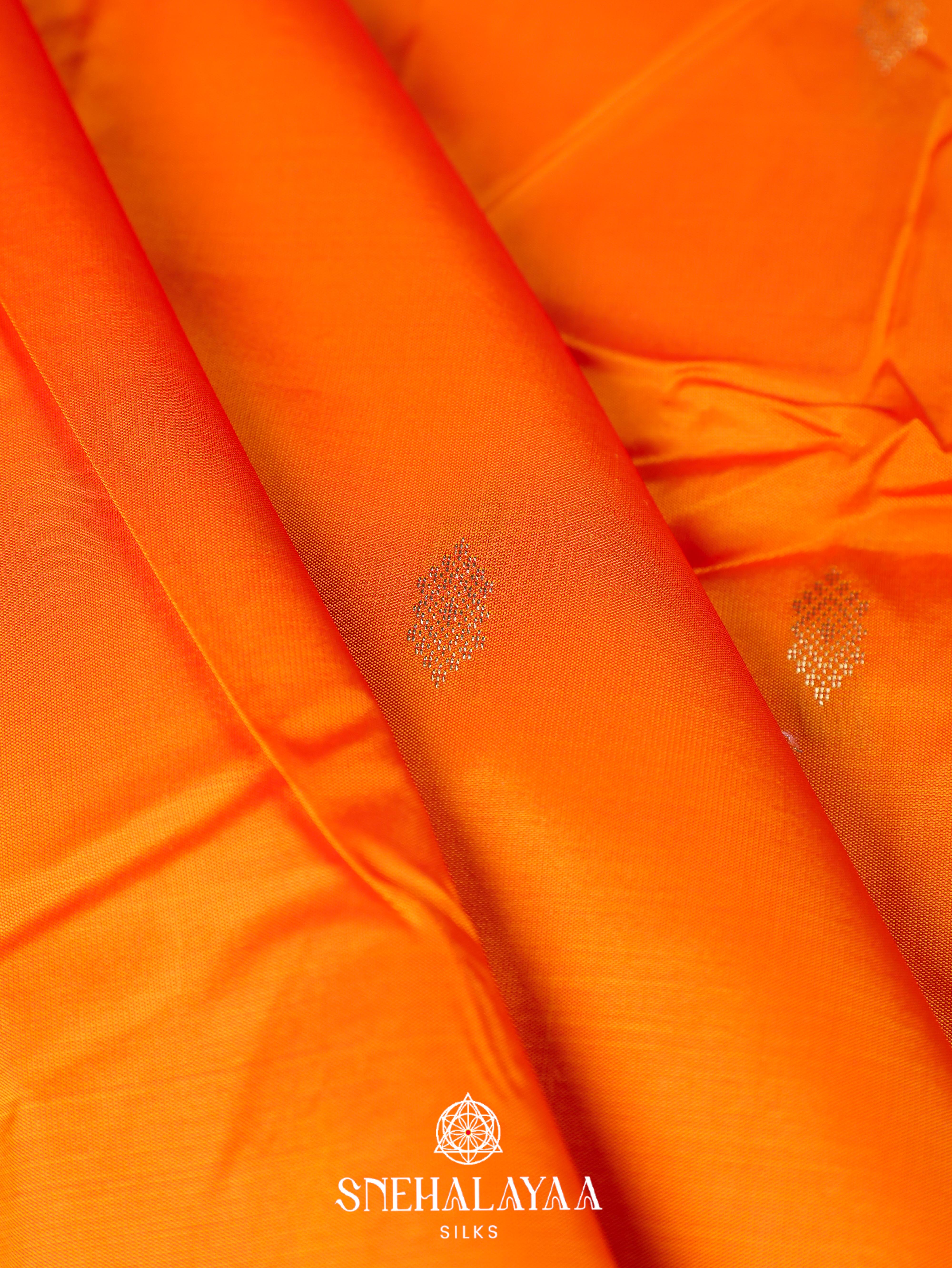 Rust Orange Art Silk Saree