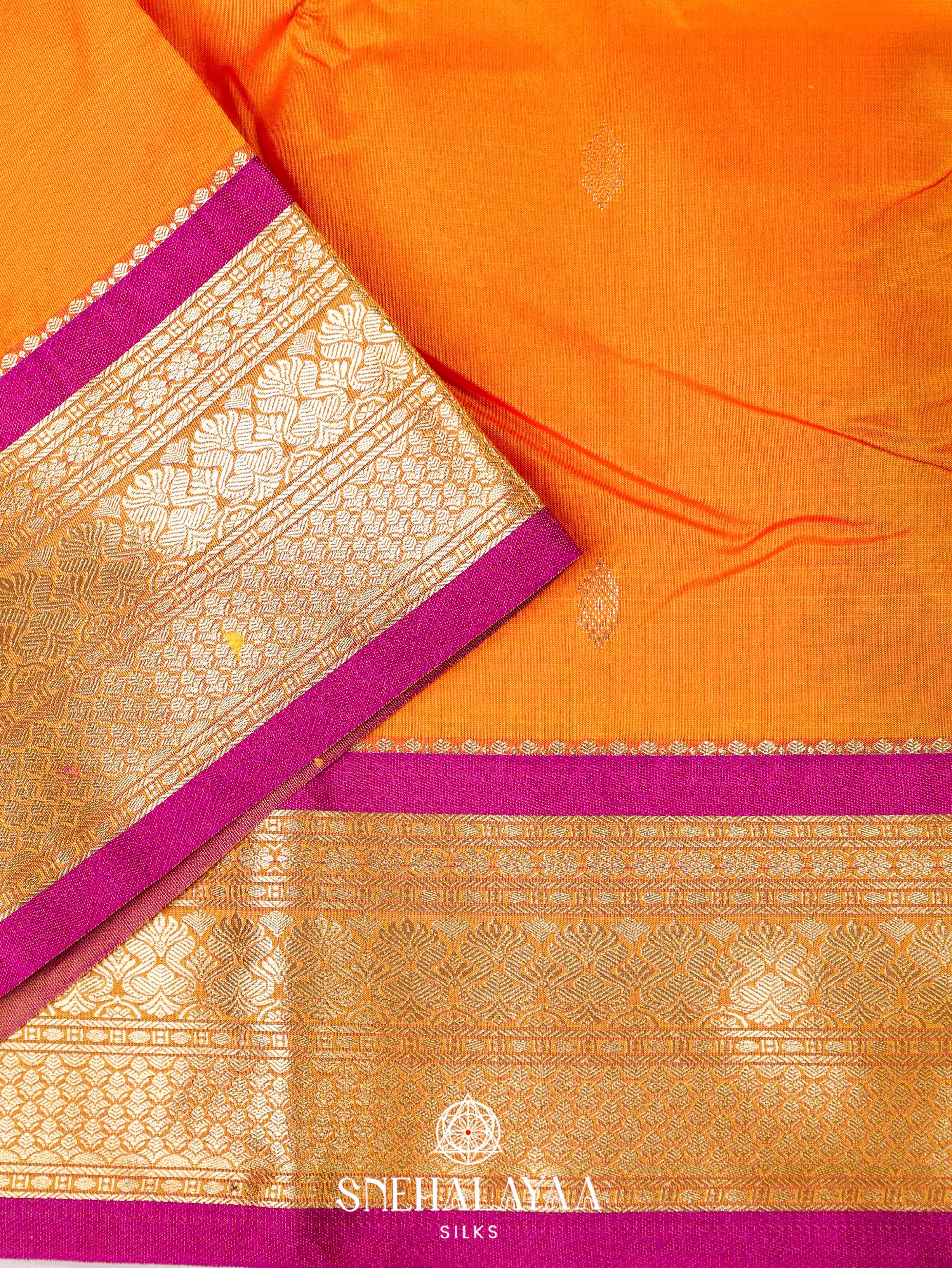 Rust Orange Art Silk Saree
