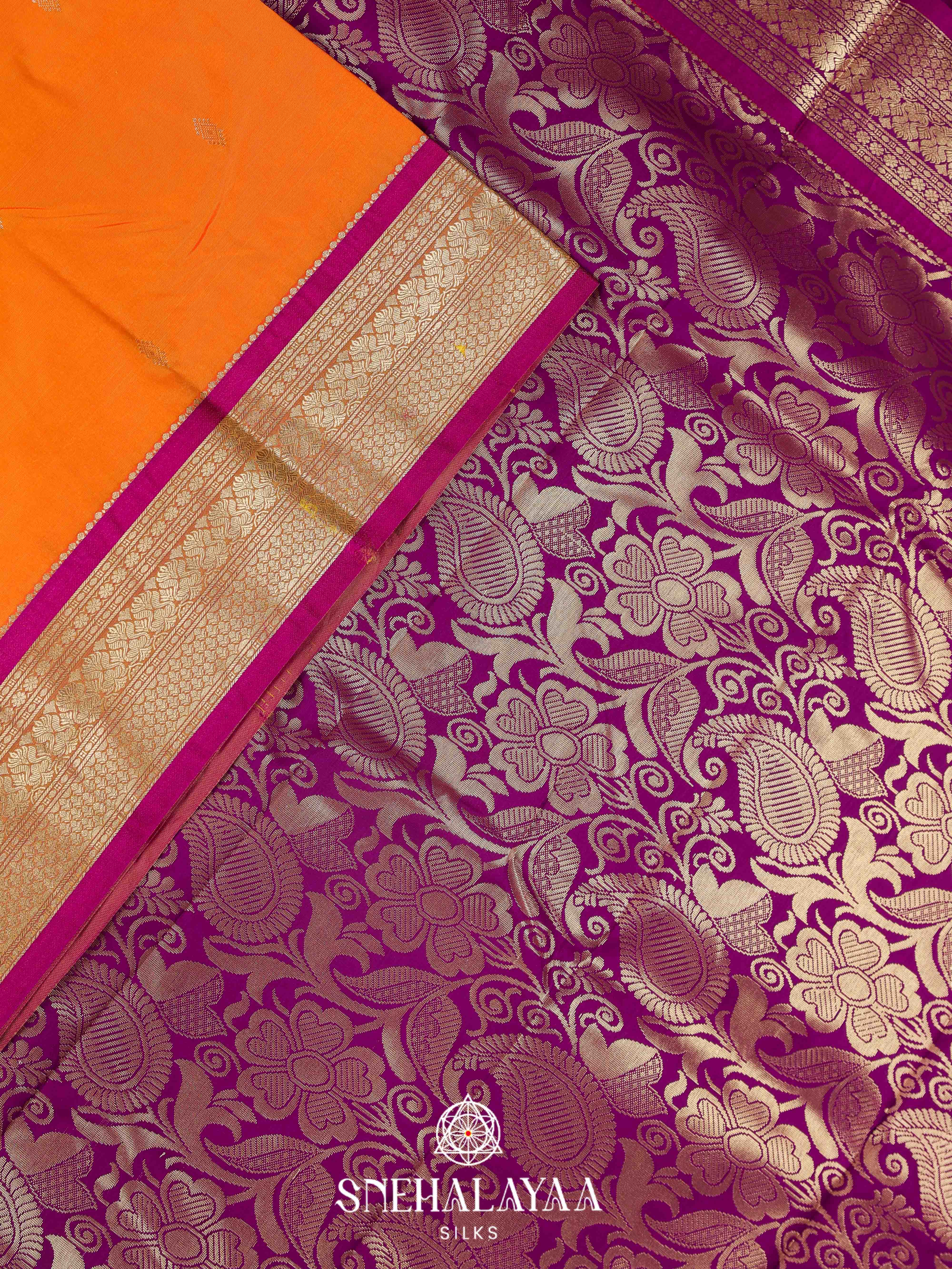 Rust Orange Art Silk Saree