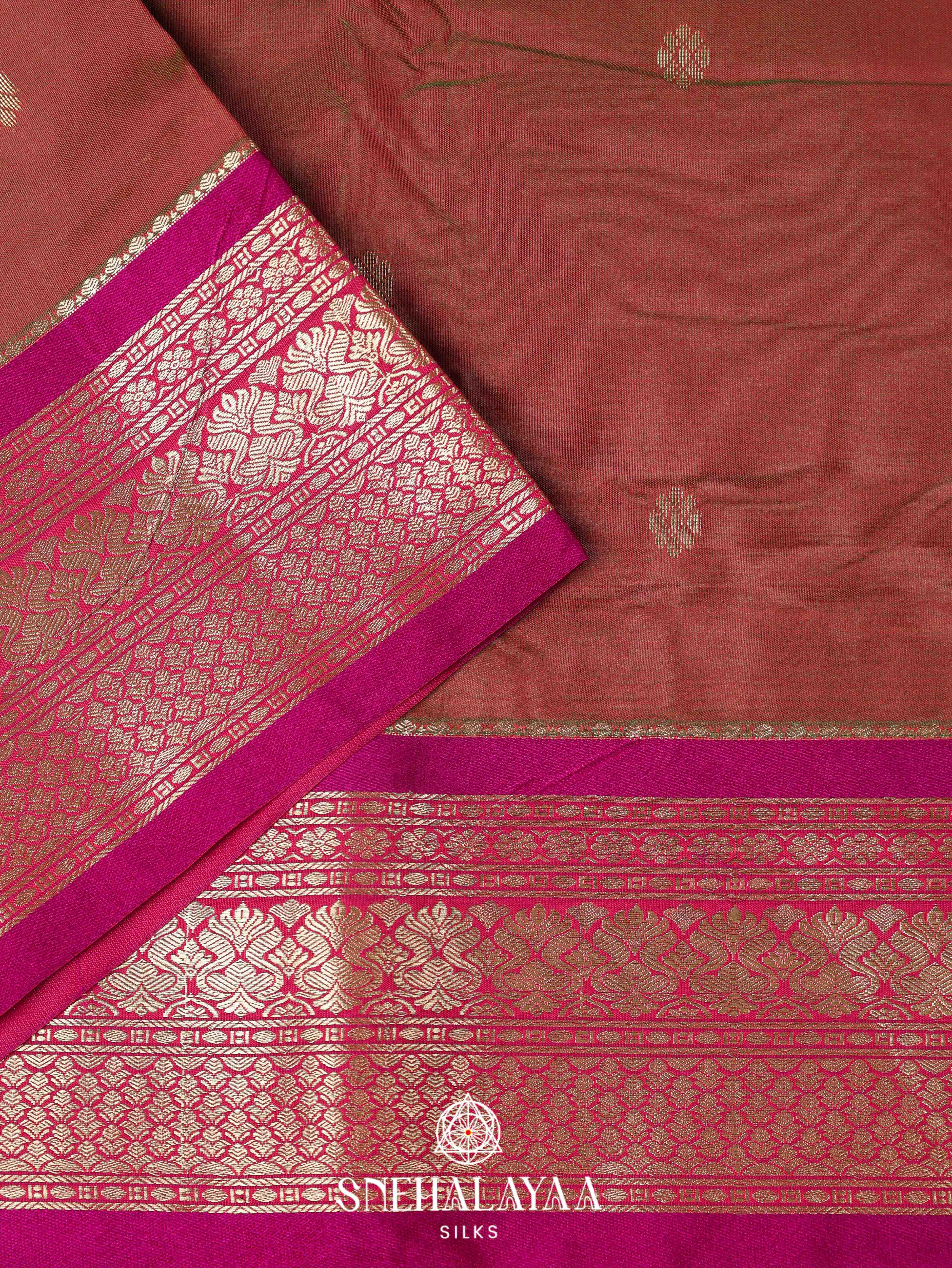 Brown Art Silk Saree