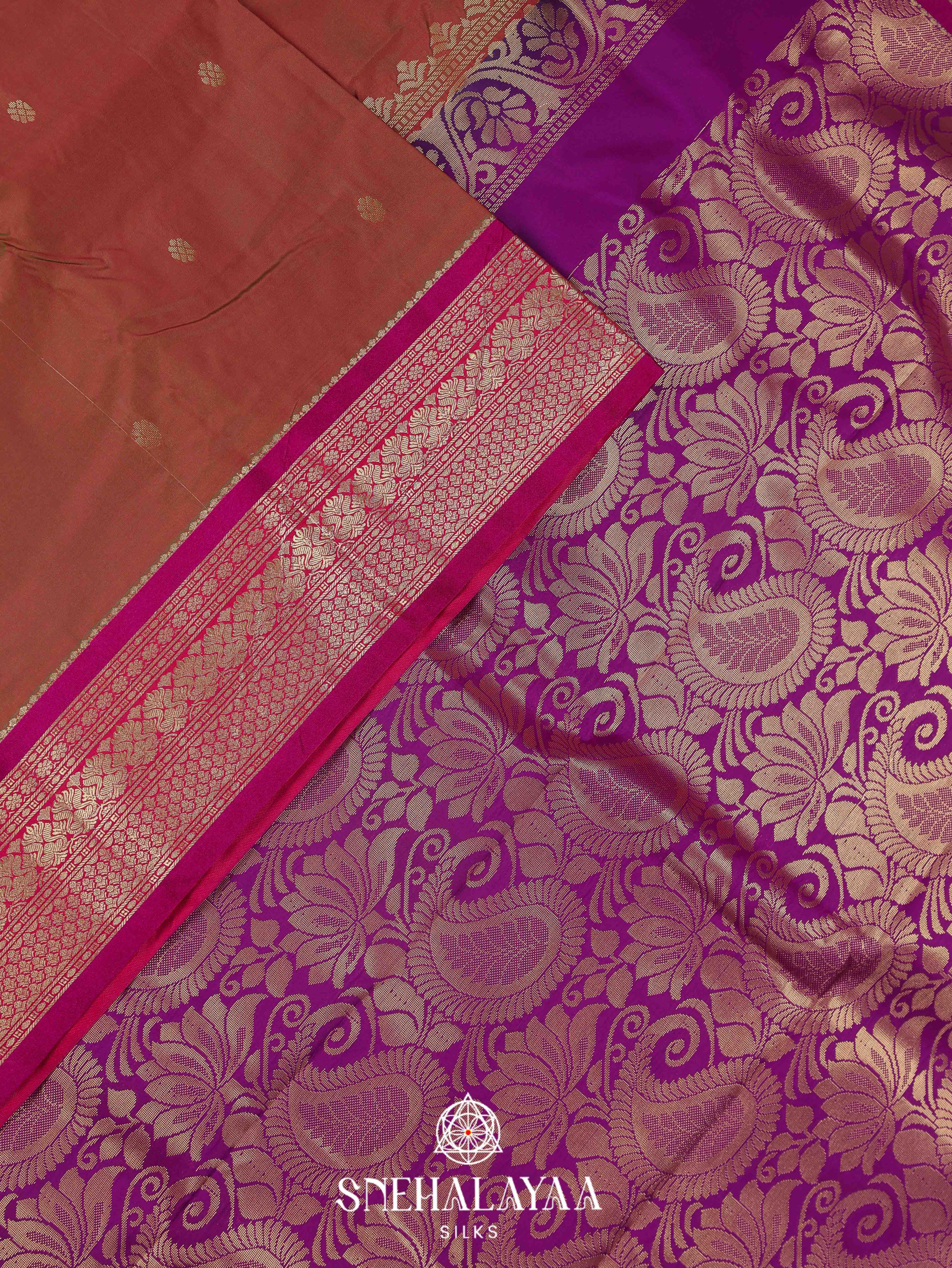 Brown Art Silk Saree
