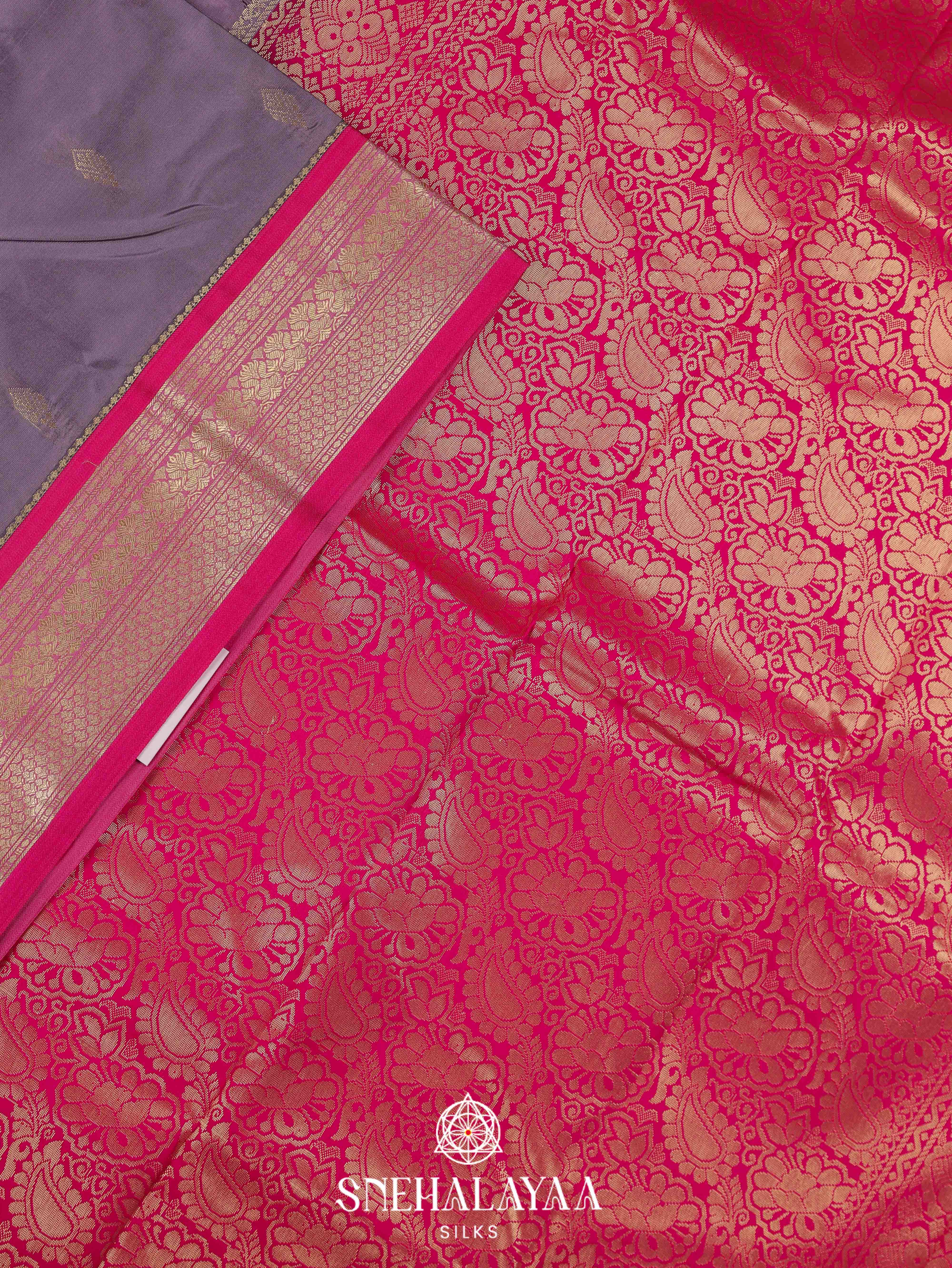 Grey Art Silk Saree