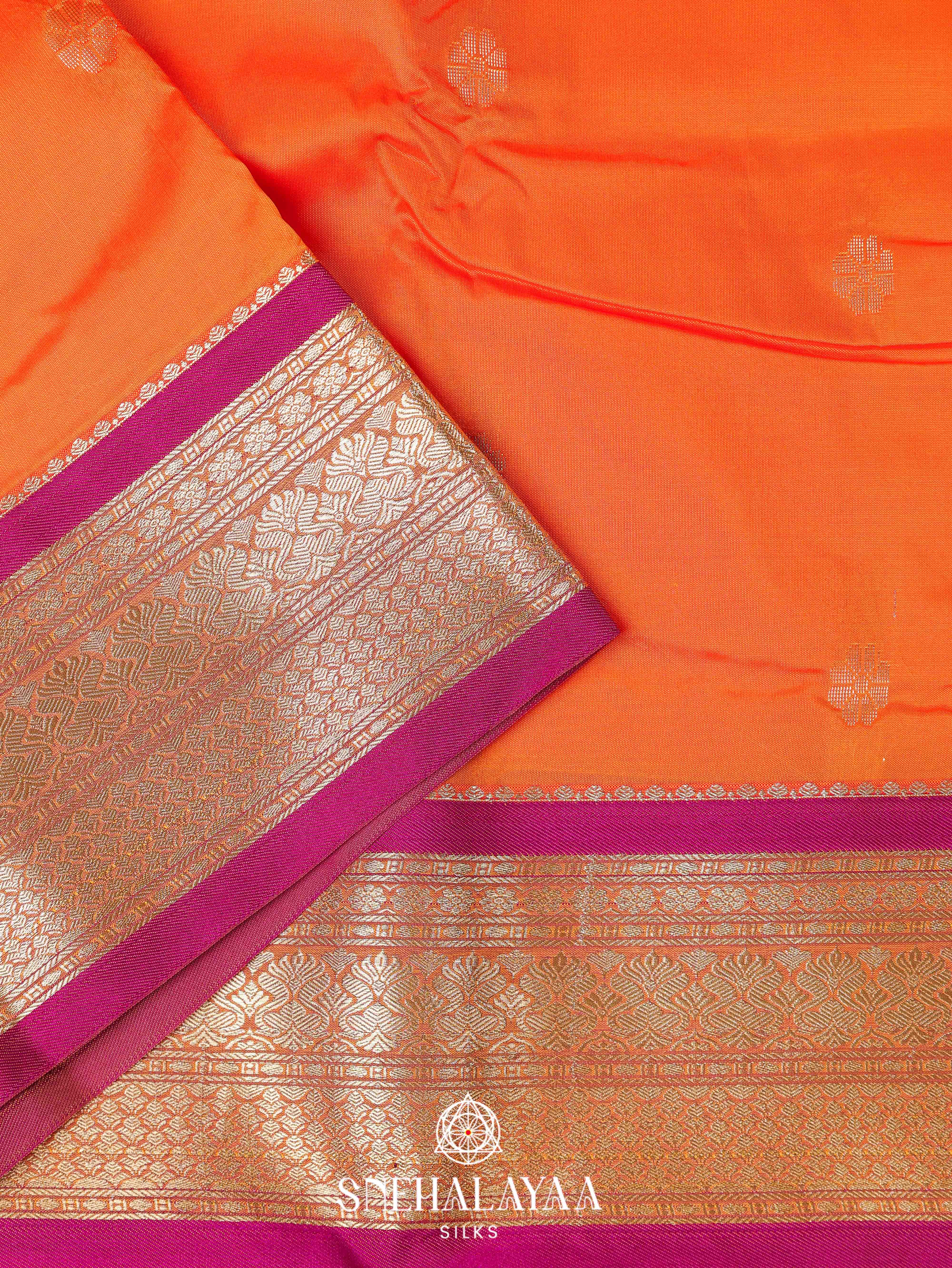 Rust Orange Art Silk Saree