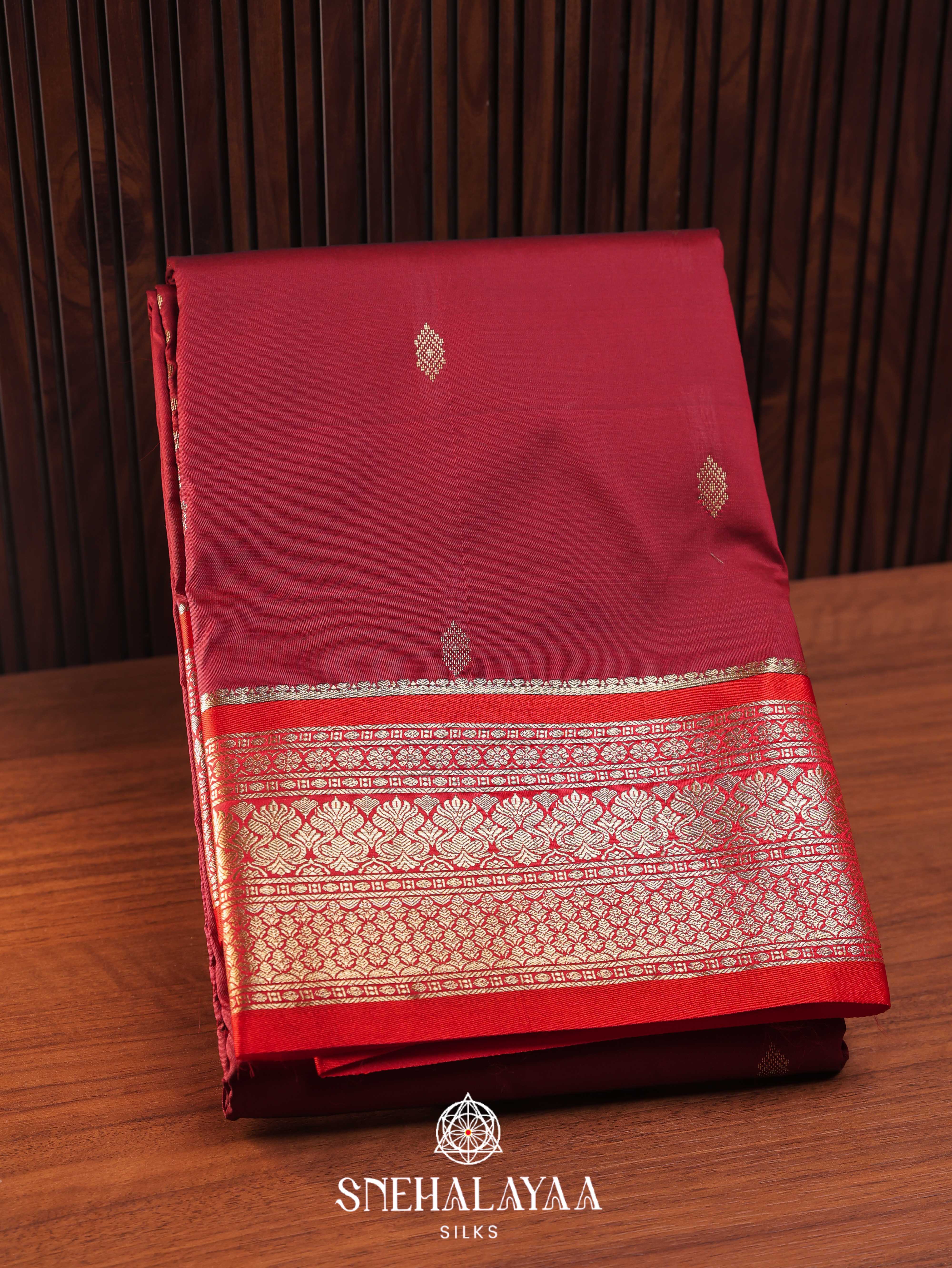 Maroon Art Silk Saree