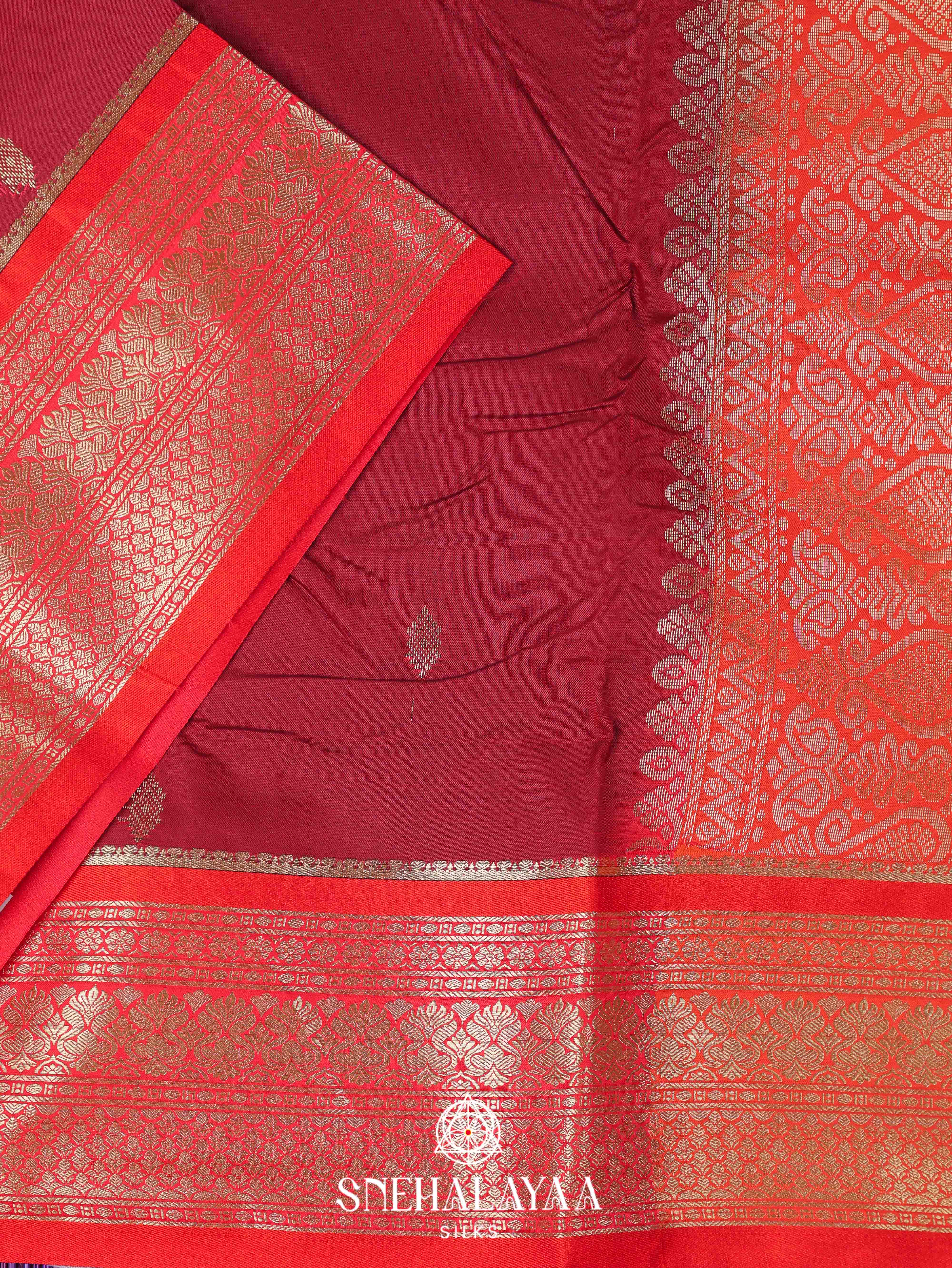 Maroon Art Silk Saree