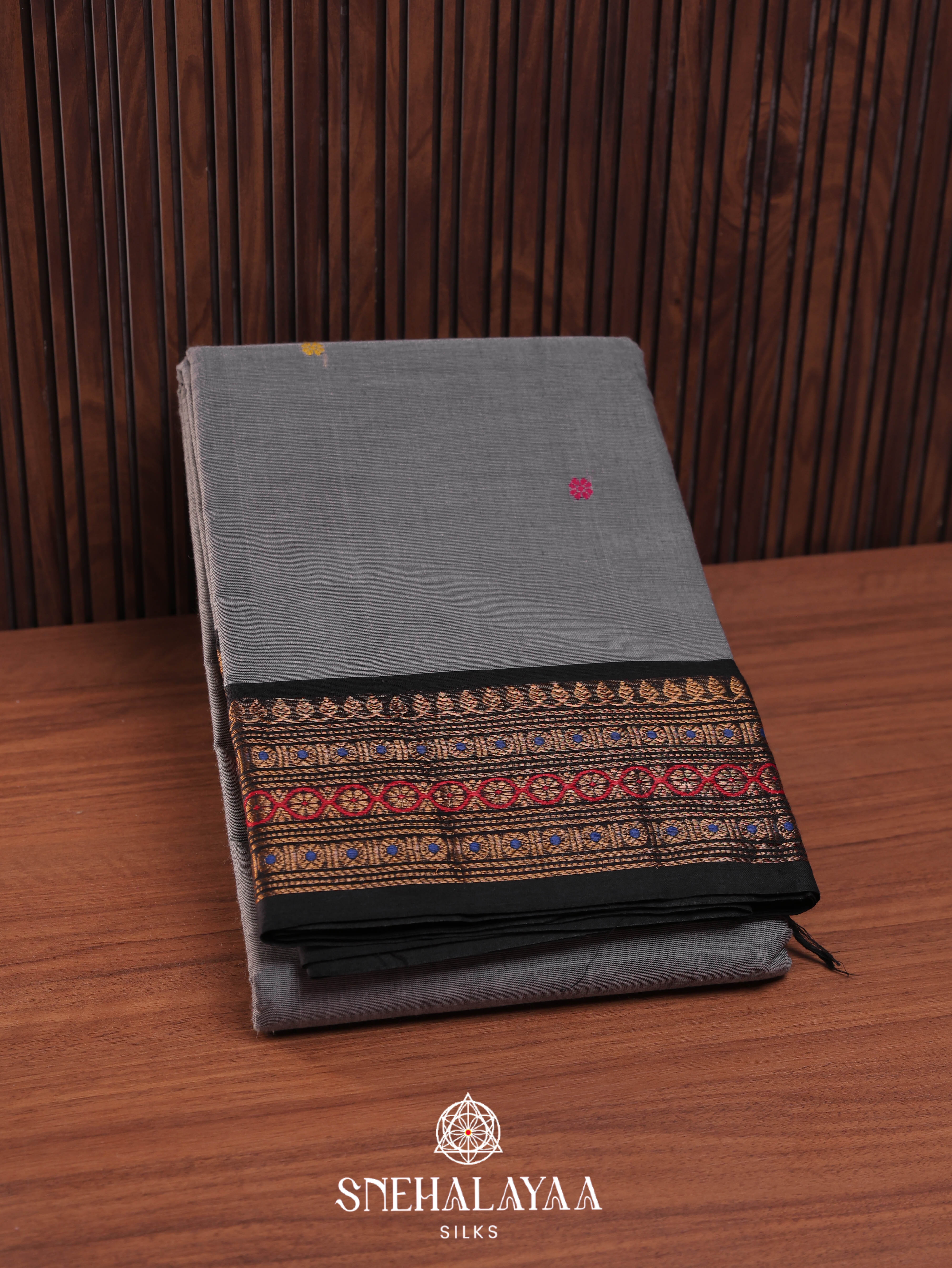 Grey  Kanchi Cotton Saree