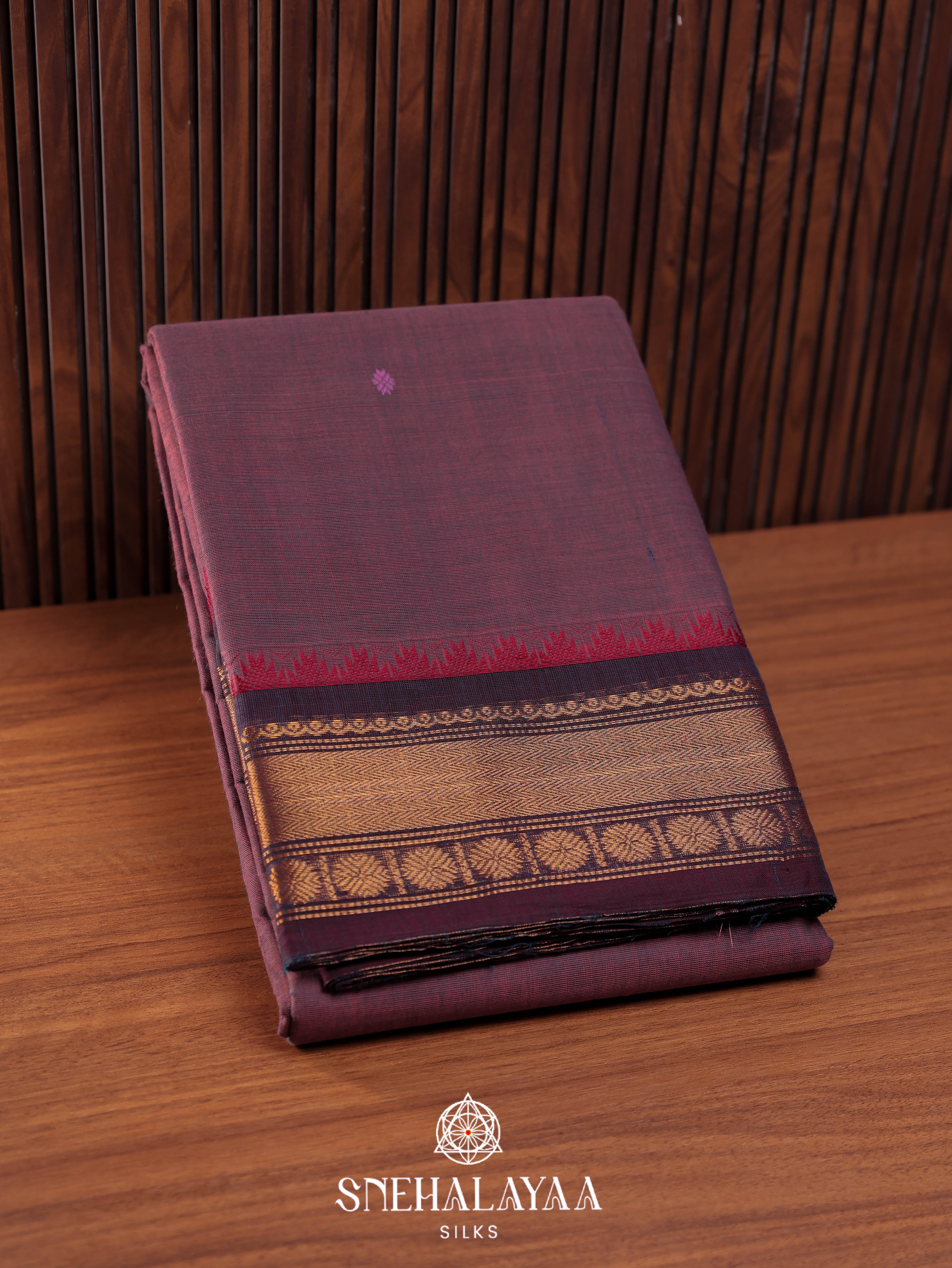 Plum Purple  Kanchi Cotton Saree