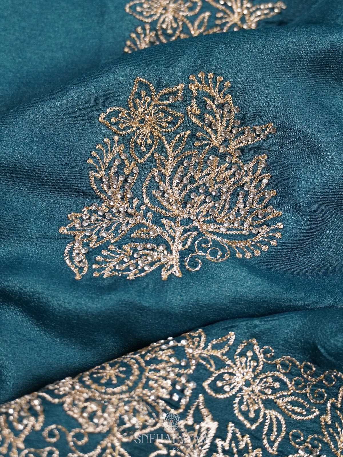Peacock Blue Designer Saree
