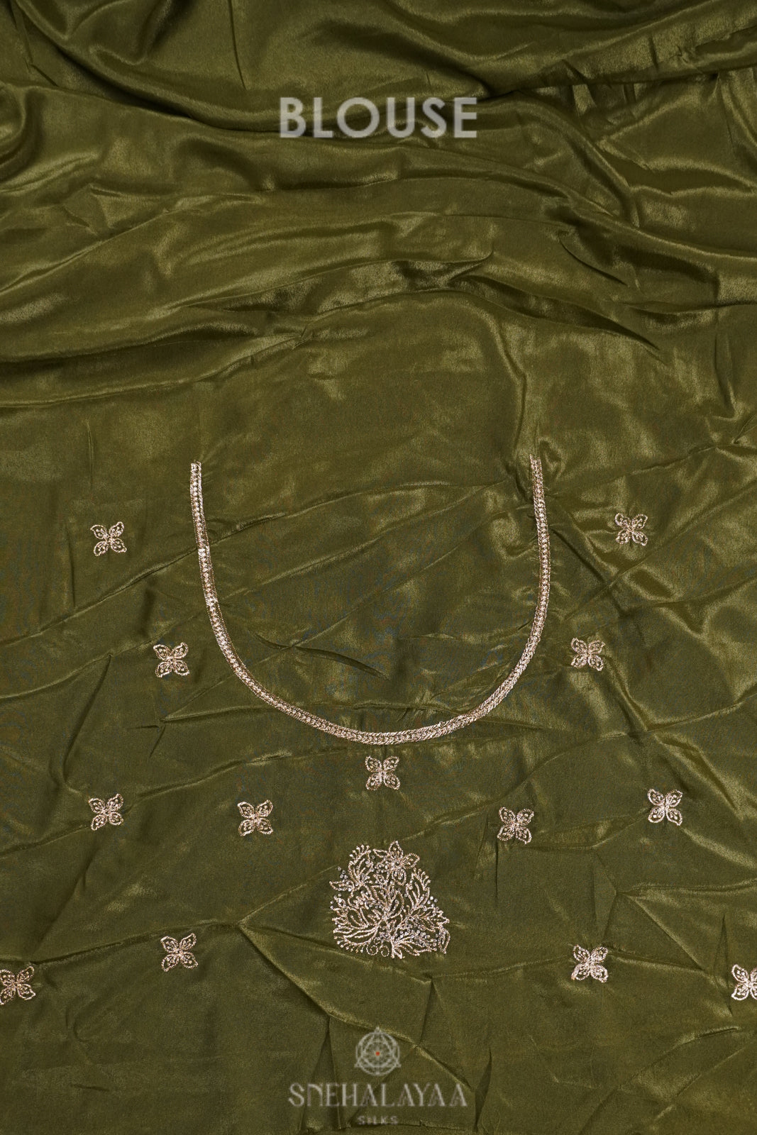 Olive Green Designer Saree