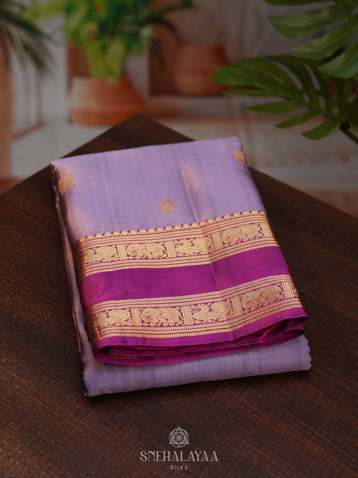 Lilac Kanjivaram Silk Saree