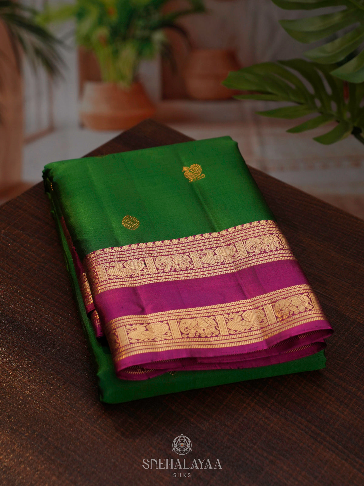 Emerald Green Kanjivaram Silk Saree