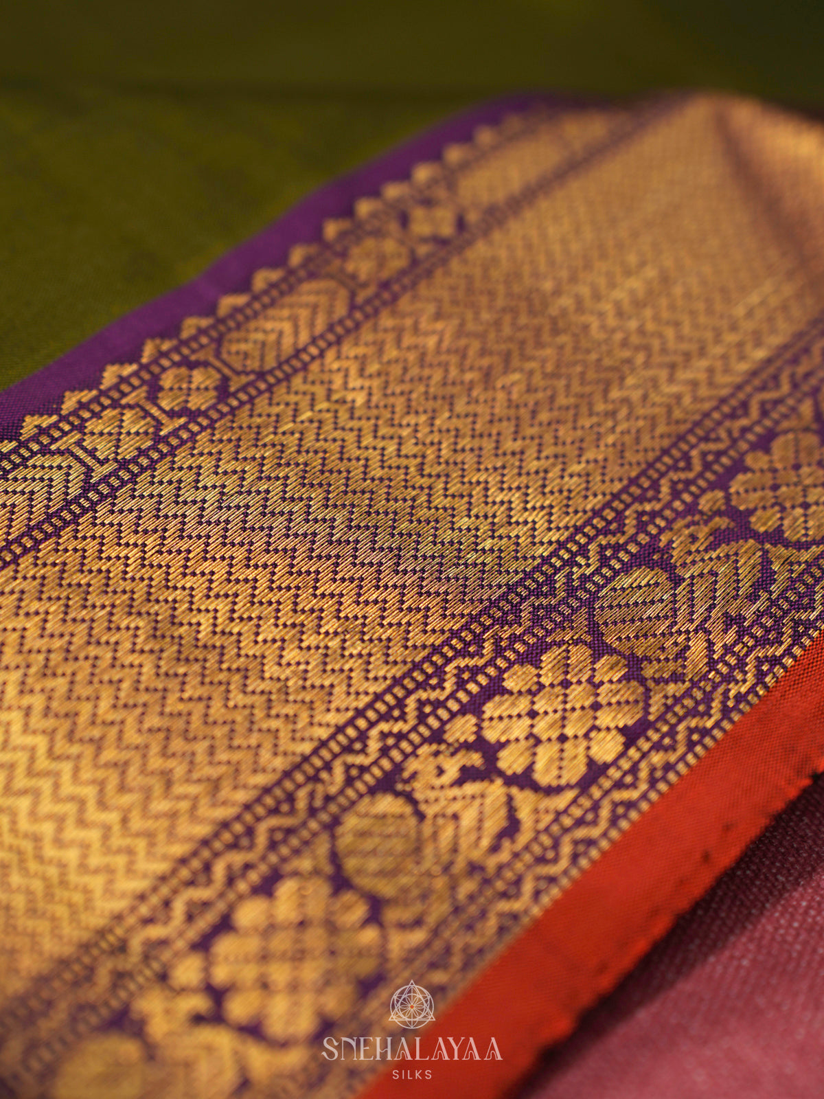 Olive Green Kanjivaram Silk Saree
