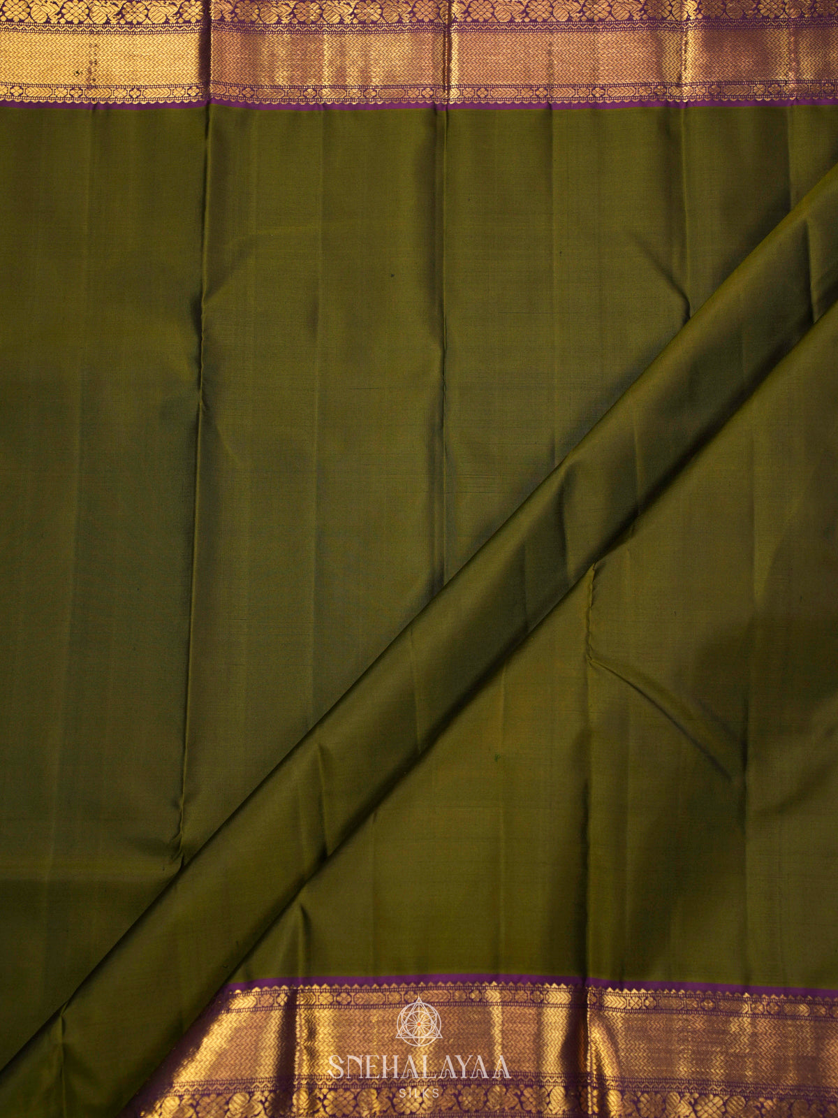 Olive Green Kanjivaram Silk Saree