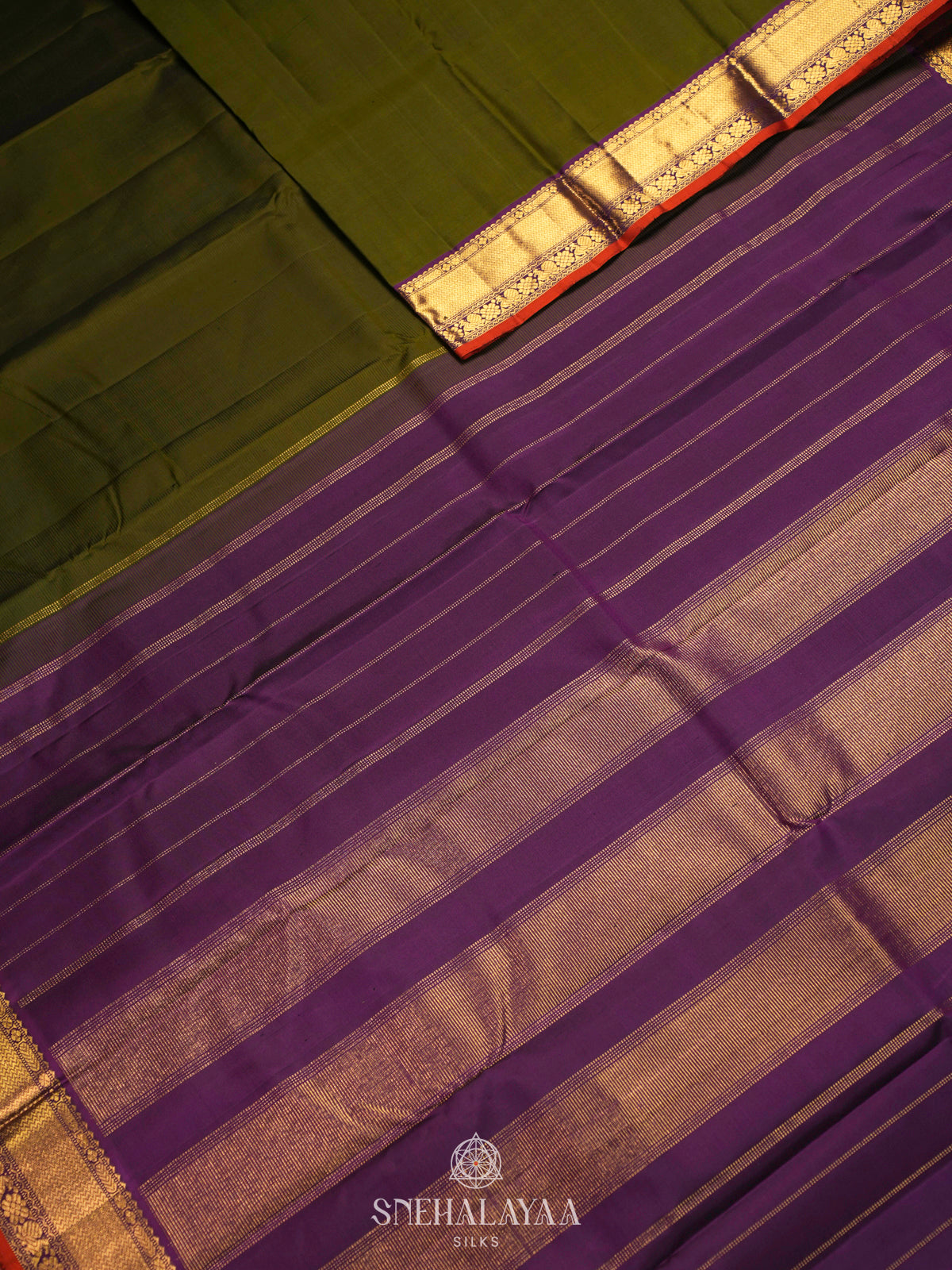 Olive Green Kanjivaram Silk Saree