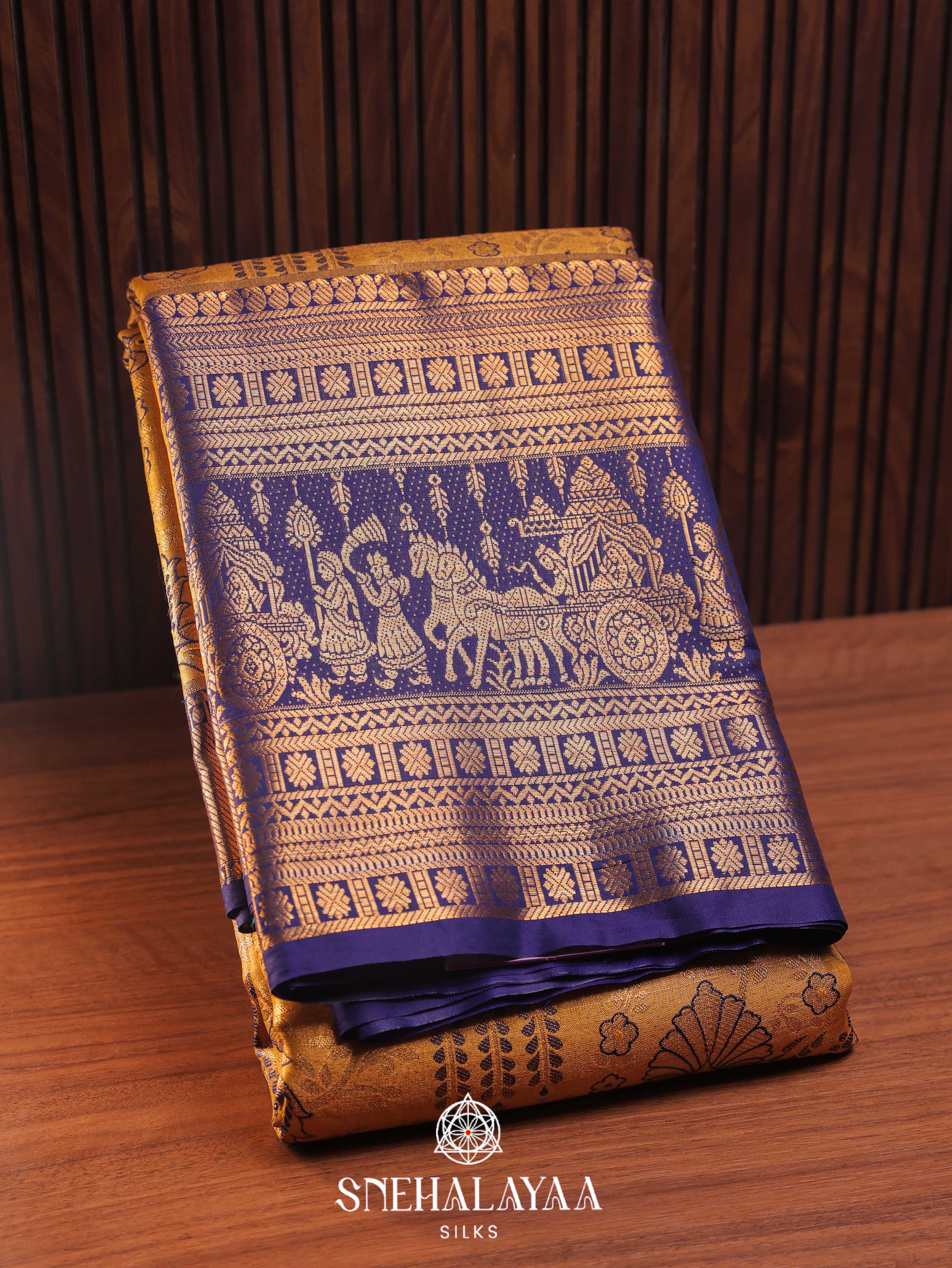 Mustard Yellow Art Silk Saree
