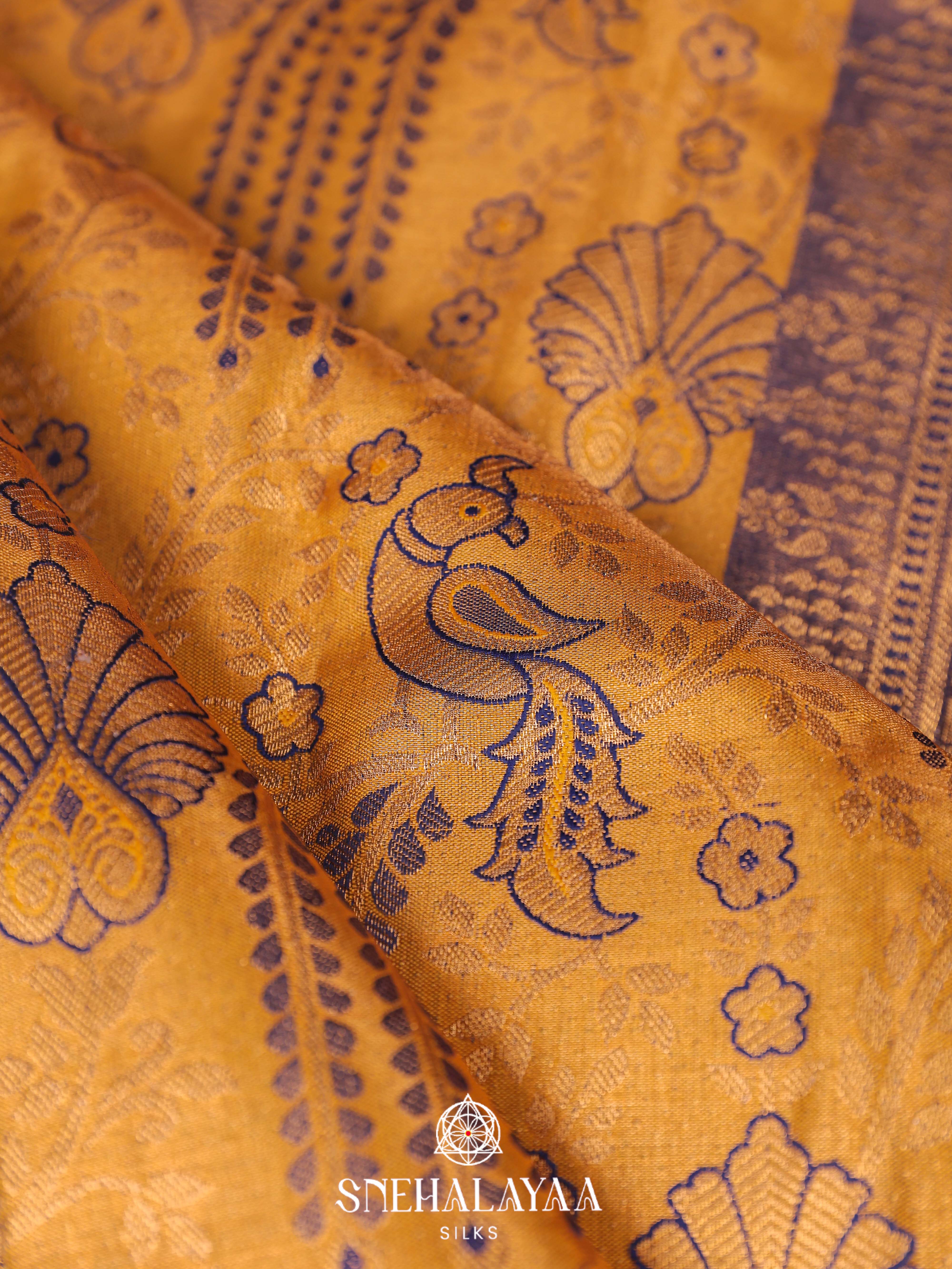 Mustard Yellow Art Silk Saree