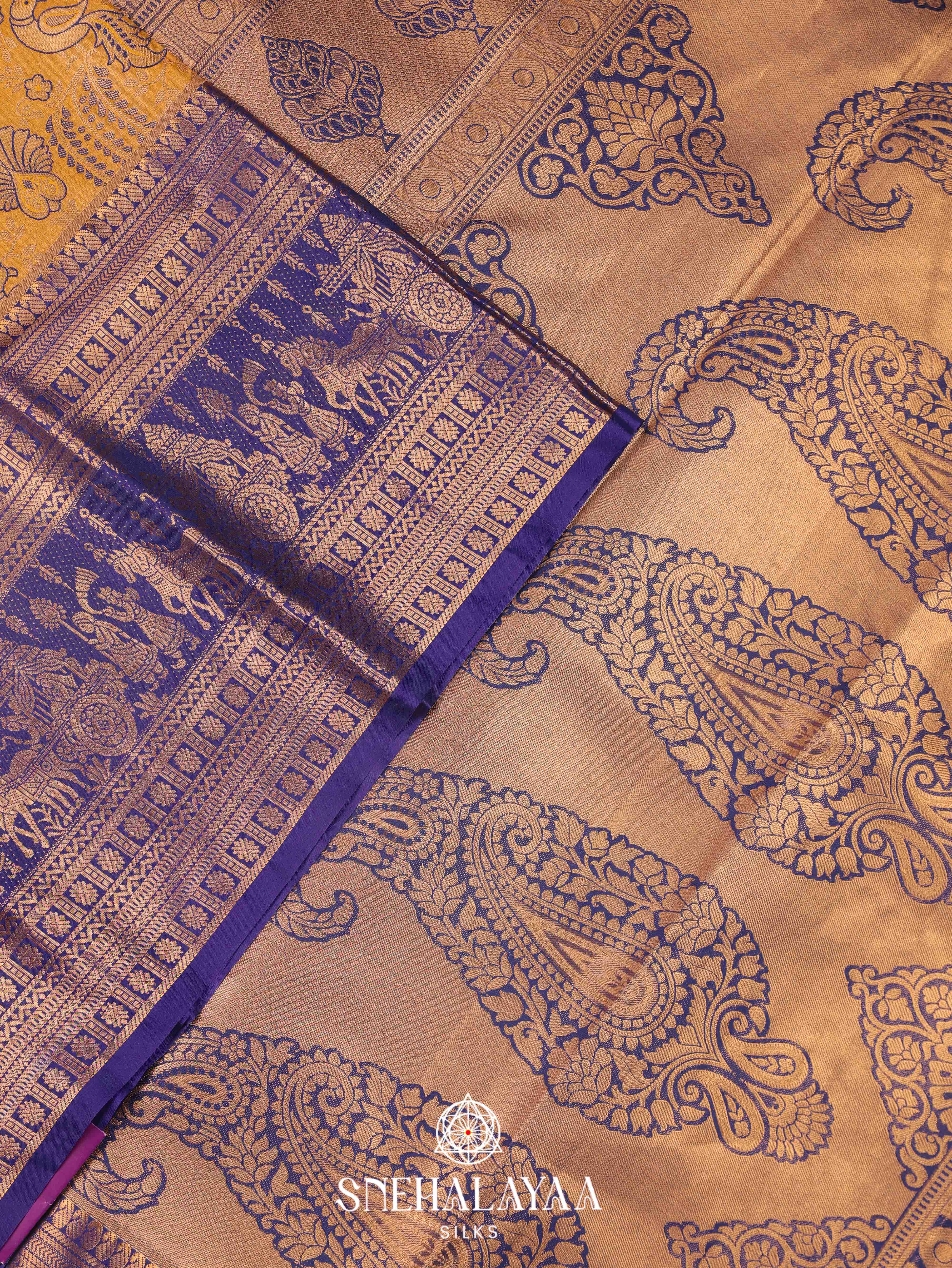 Mustard Yellow Art Silk Saree