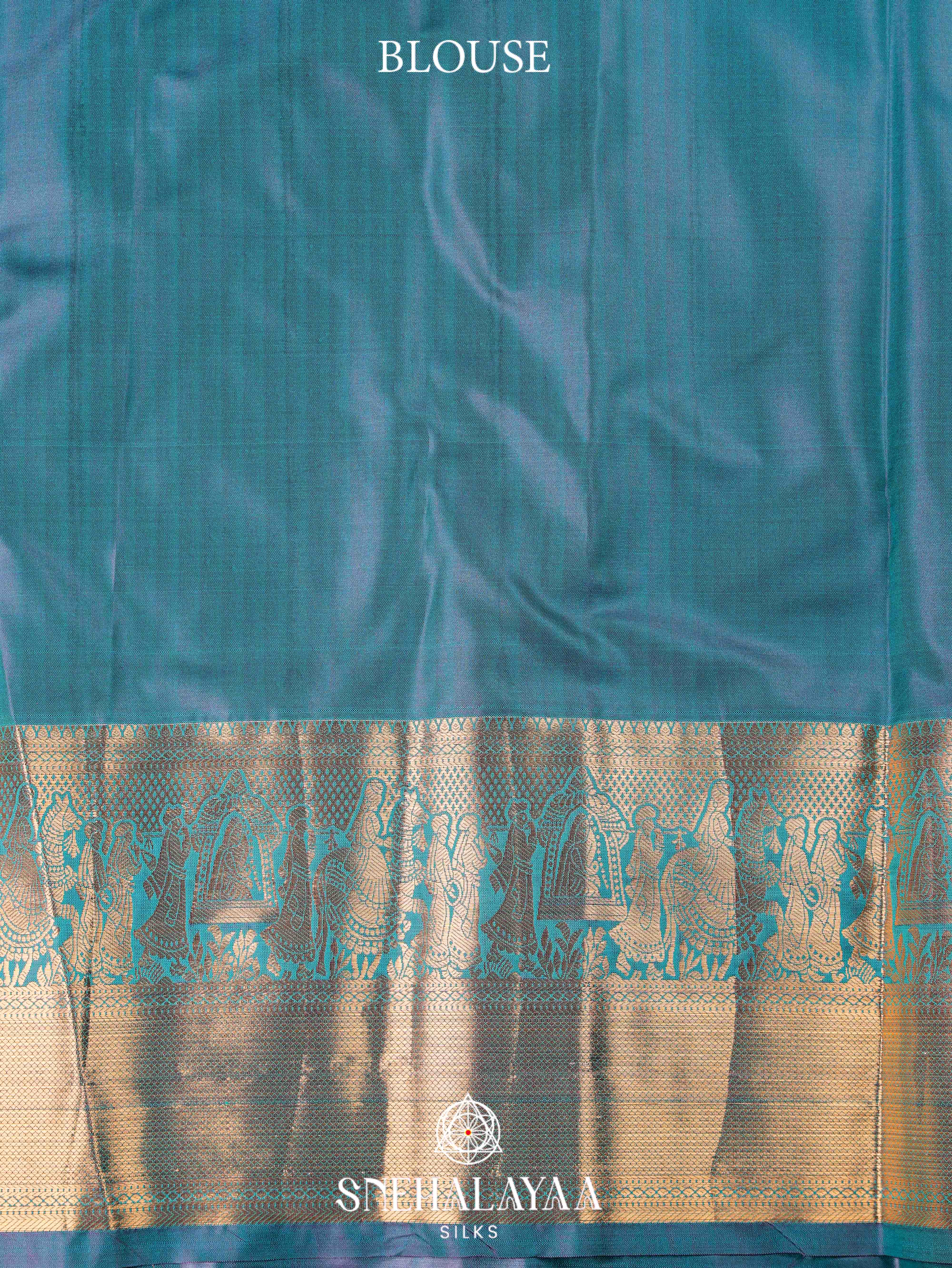 Peacock Blue Art Silk Saree