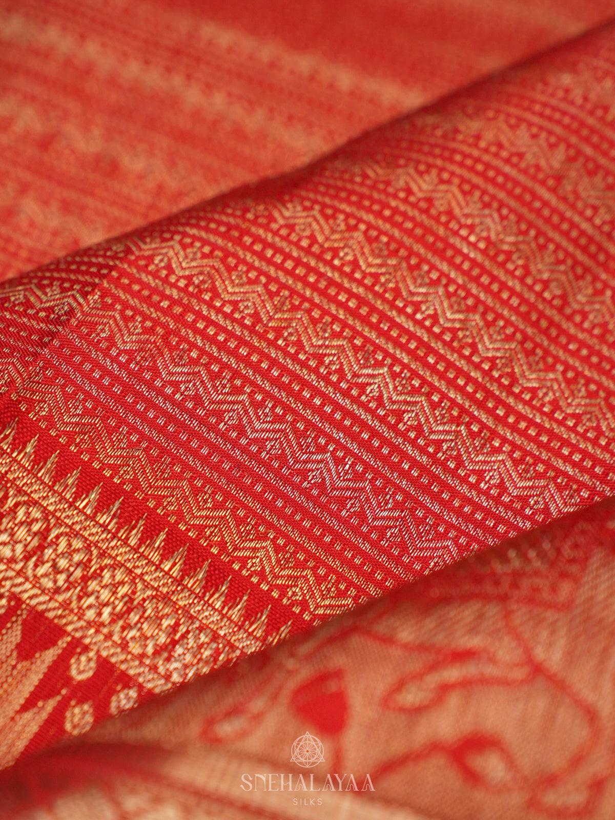 Rust Orange Kanjivaram Silk Saree