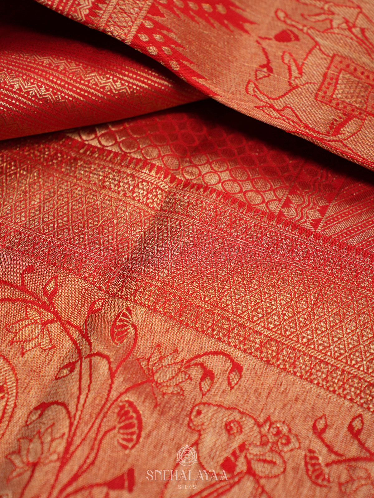 Rust Orange Kanjivaram Silk Saree