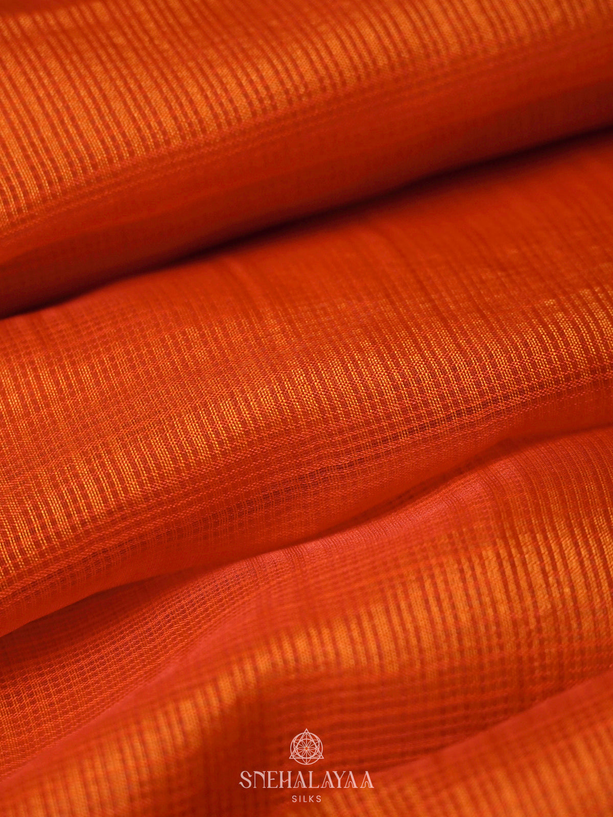 Orange Kota Embroidery Saree