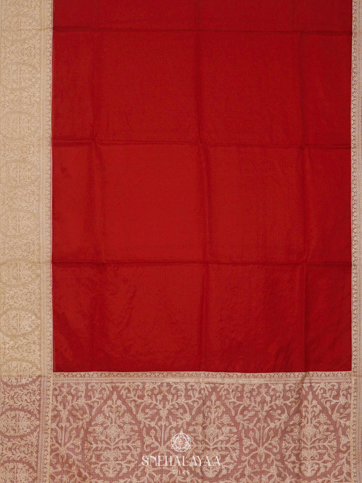 Red Kota Embroidery Saree
