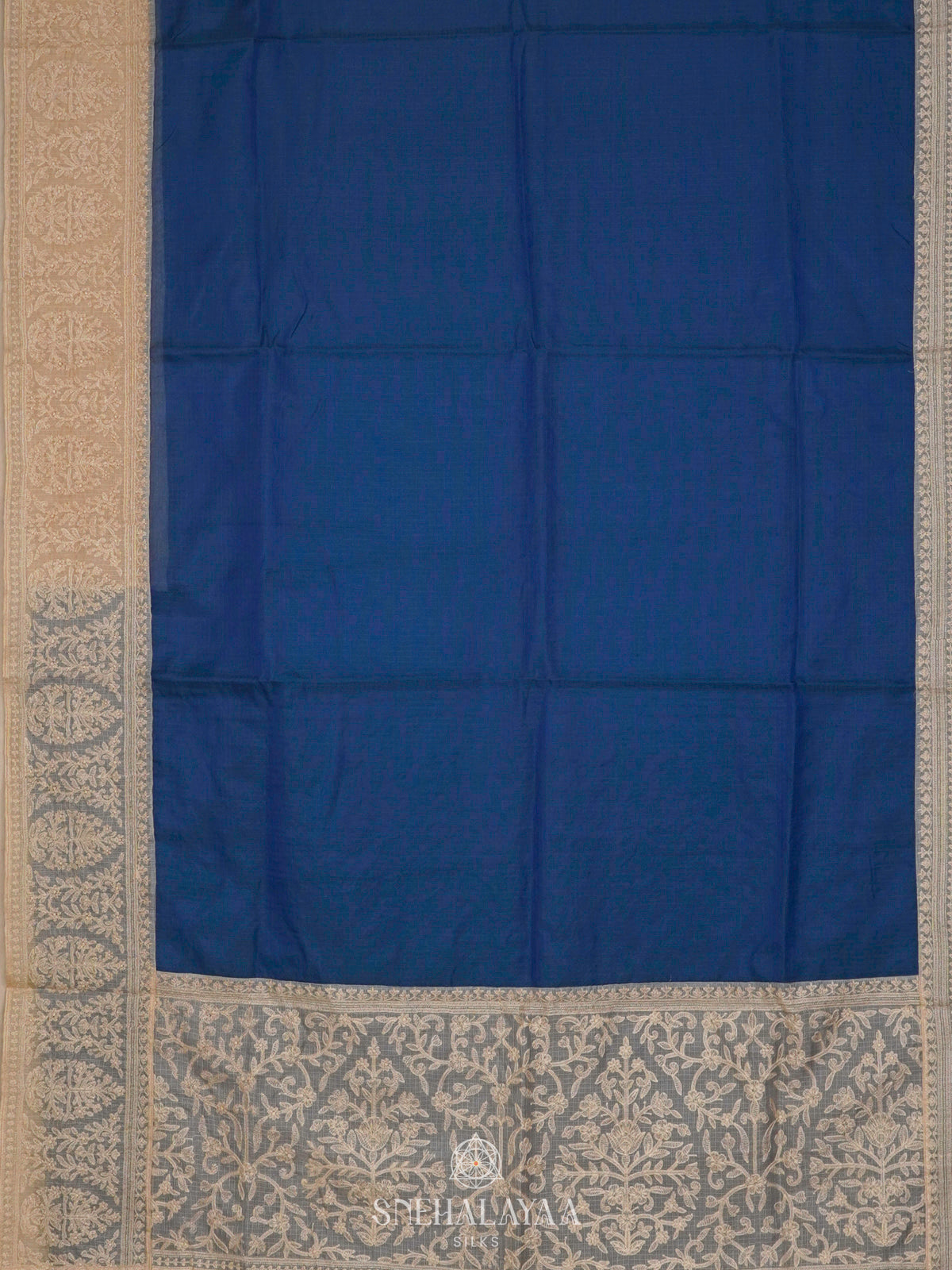 Navy Blue Kota Embroidery Saree
