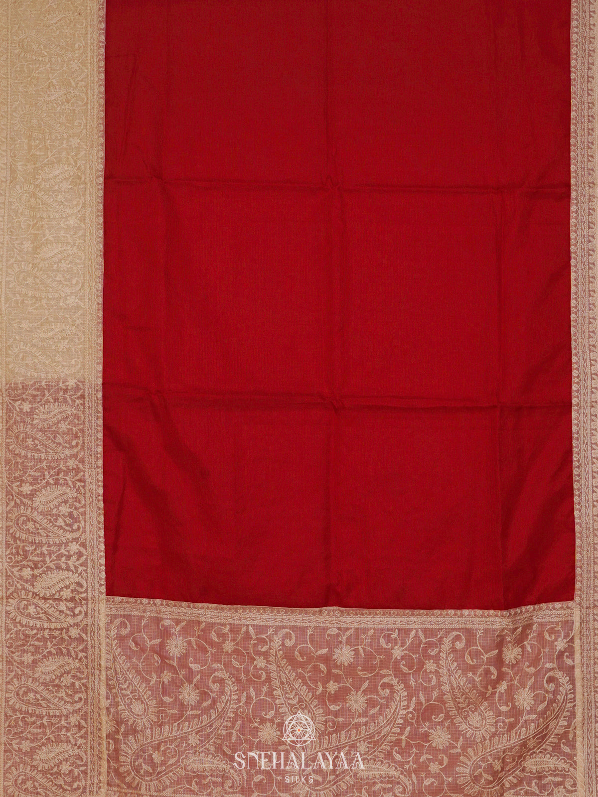 Red Kota Embroidery Saree