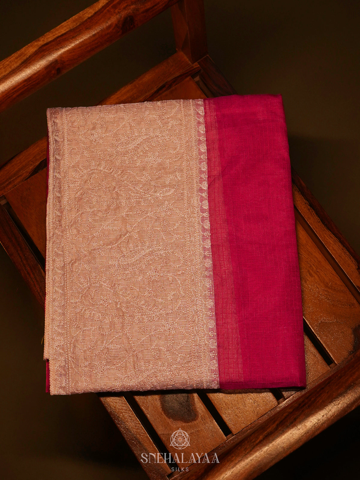 Pink Kota Embroidery Saree