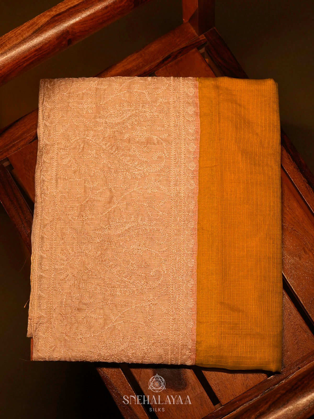 Yellow Kota Embroidery Saree
