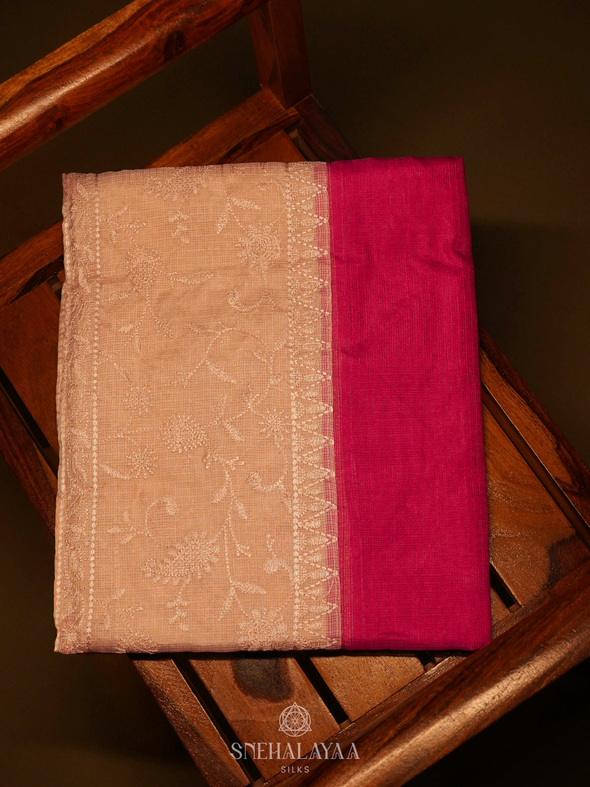 Pink Kota Embroidery Saree