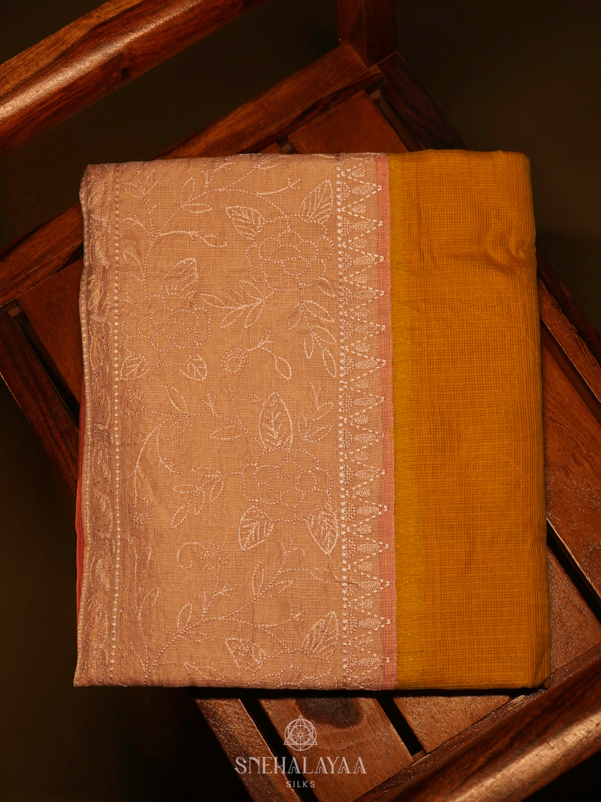 Yellow Kota Embroidery Saree