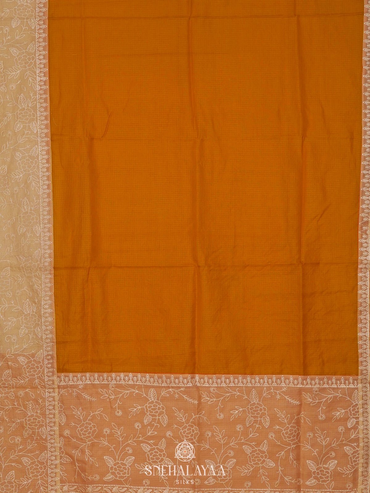 Yellow Kota Embroidery Saree