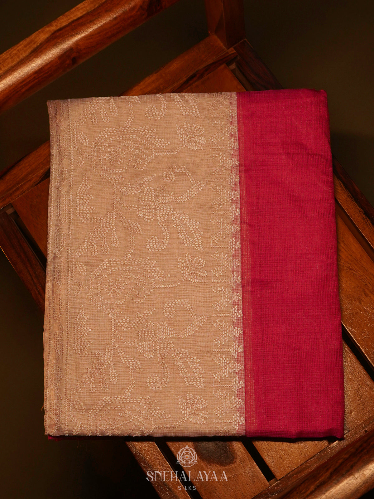 Pink Kota Embroidery Saree