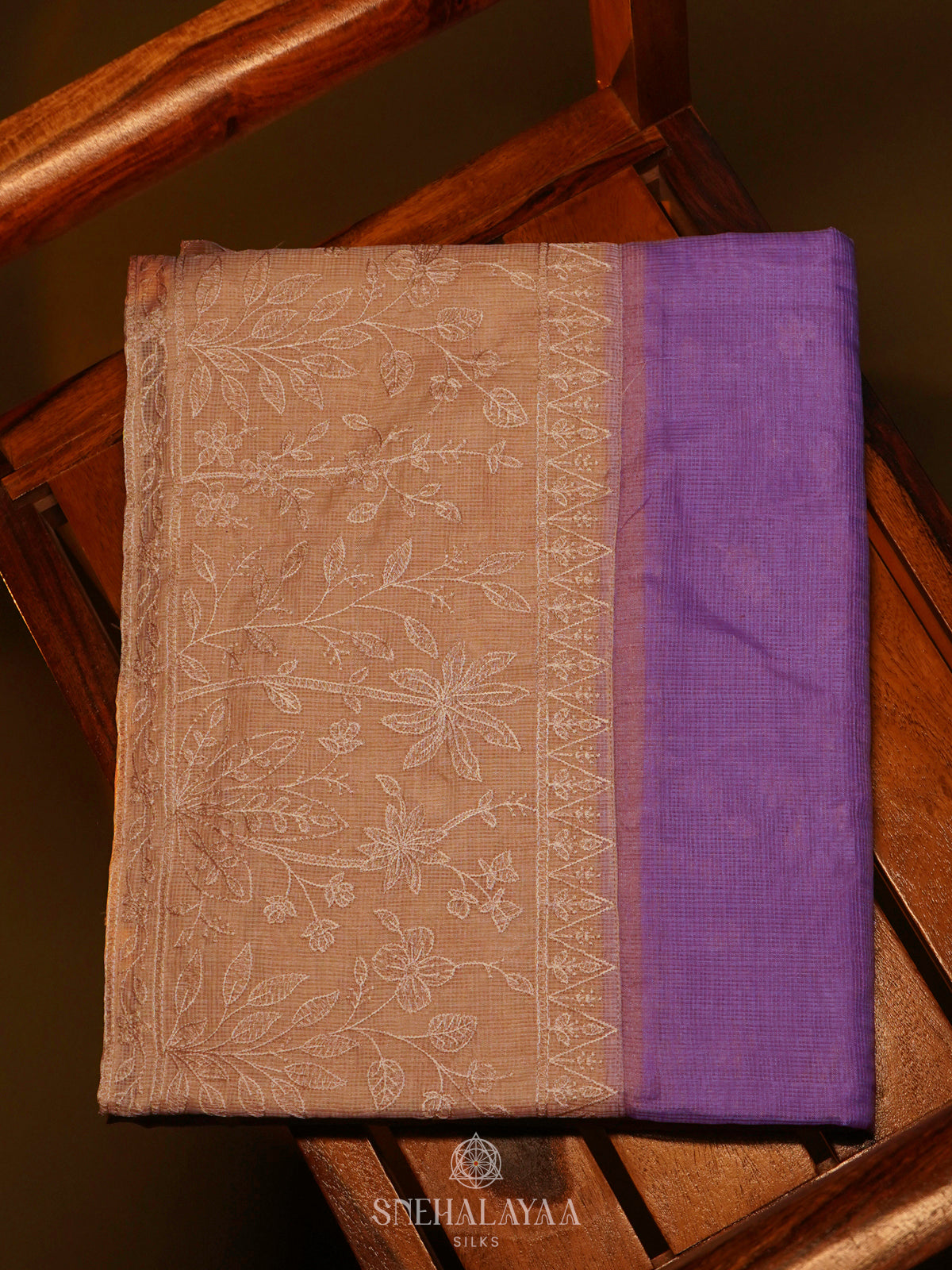 Lavender Kota Embroidery Saree