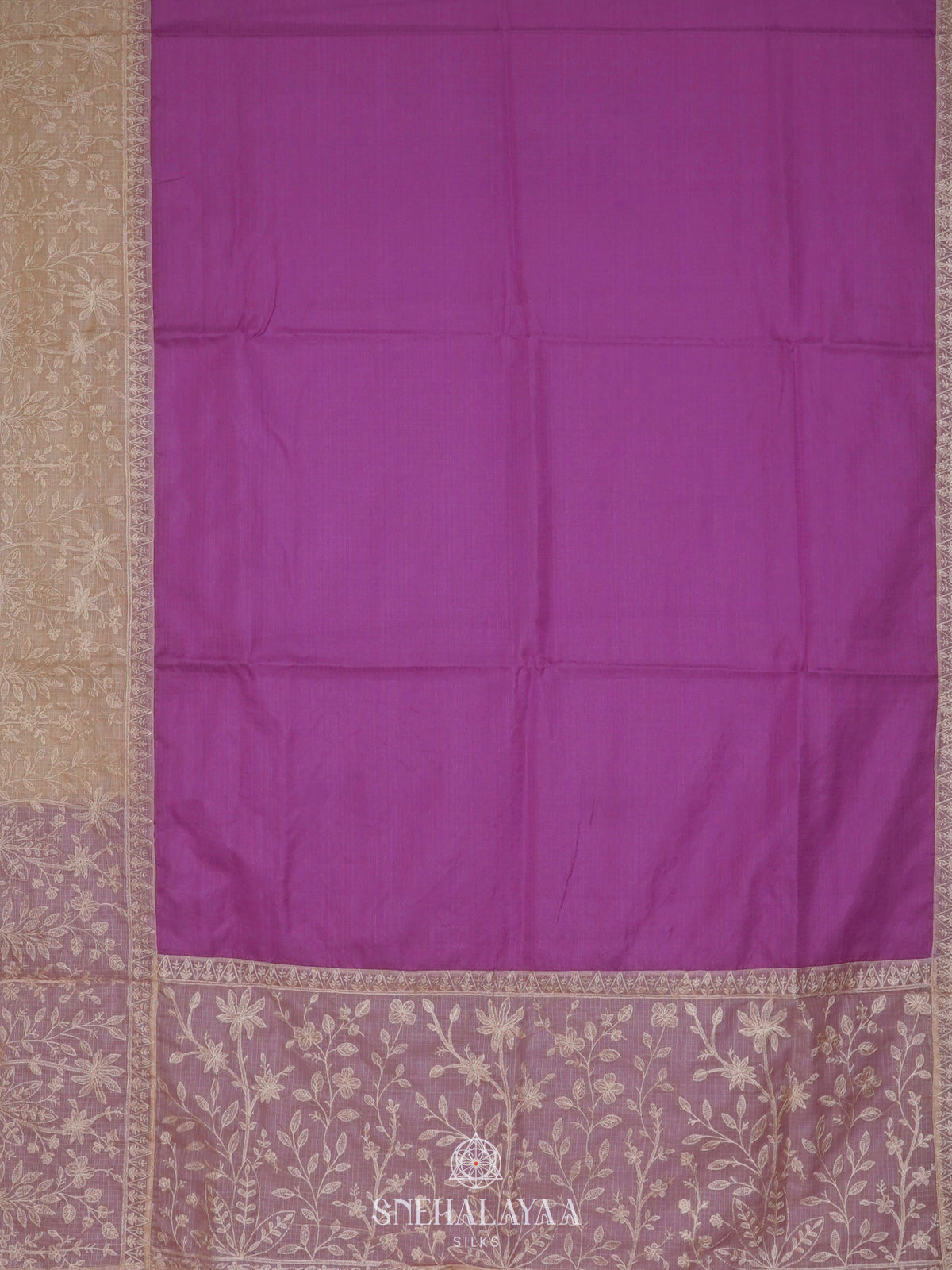Purple Kota Embroidery Saree