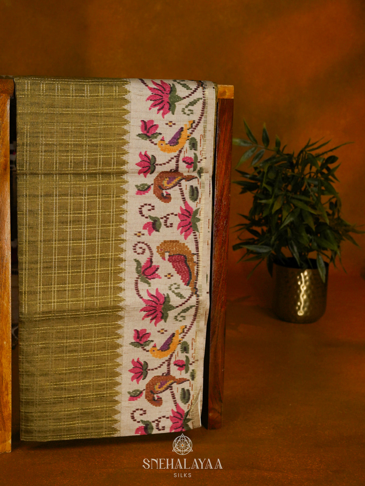 Mahendi Green Tussar Saree