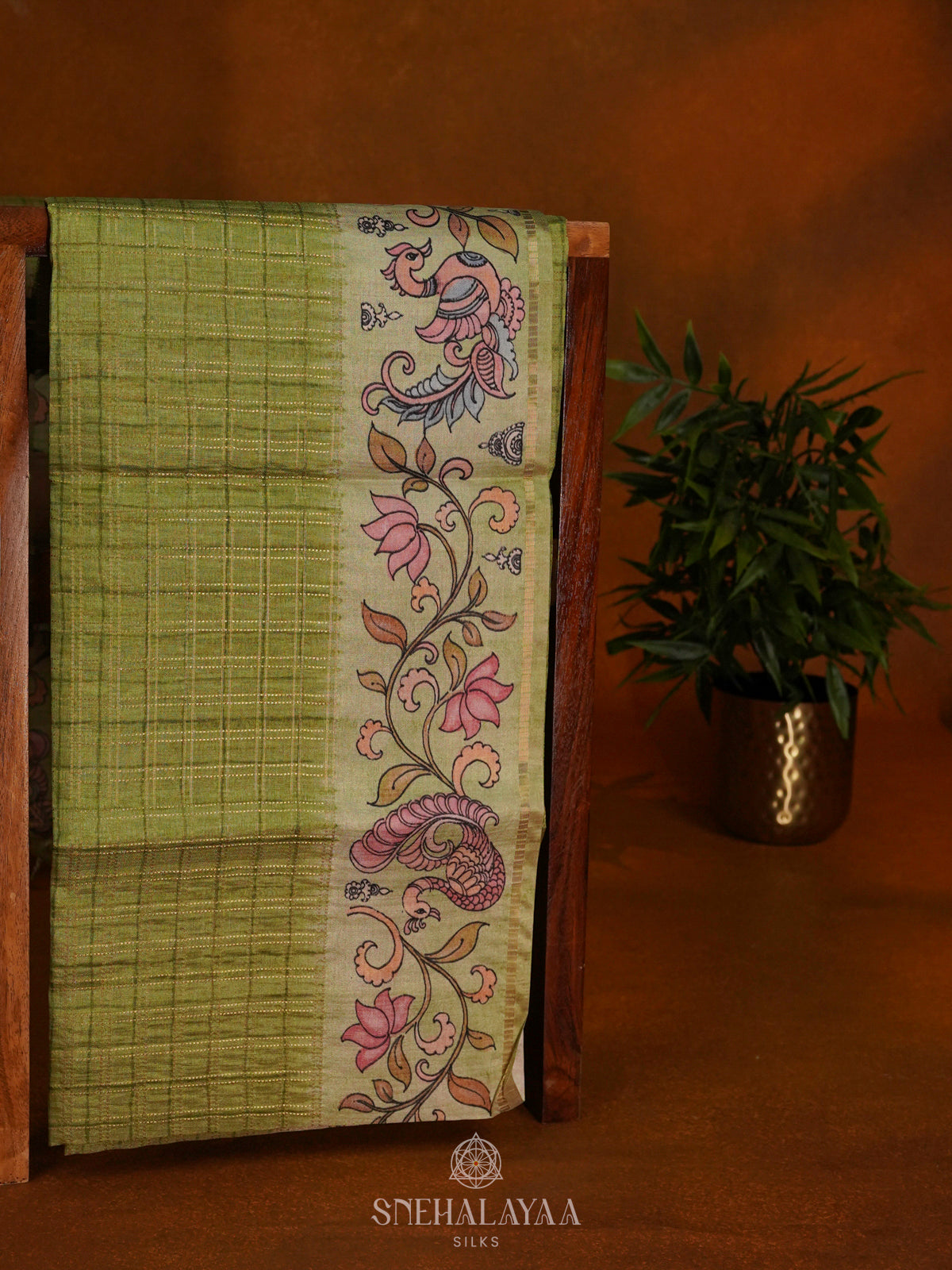 Mahendi Green Tussar Saree