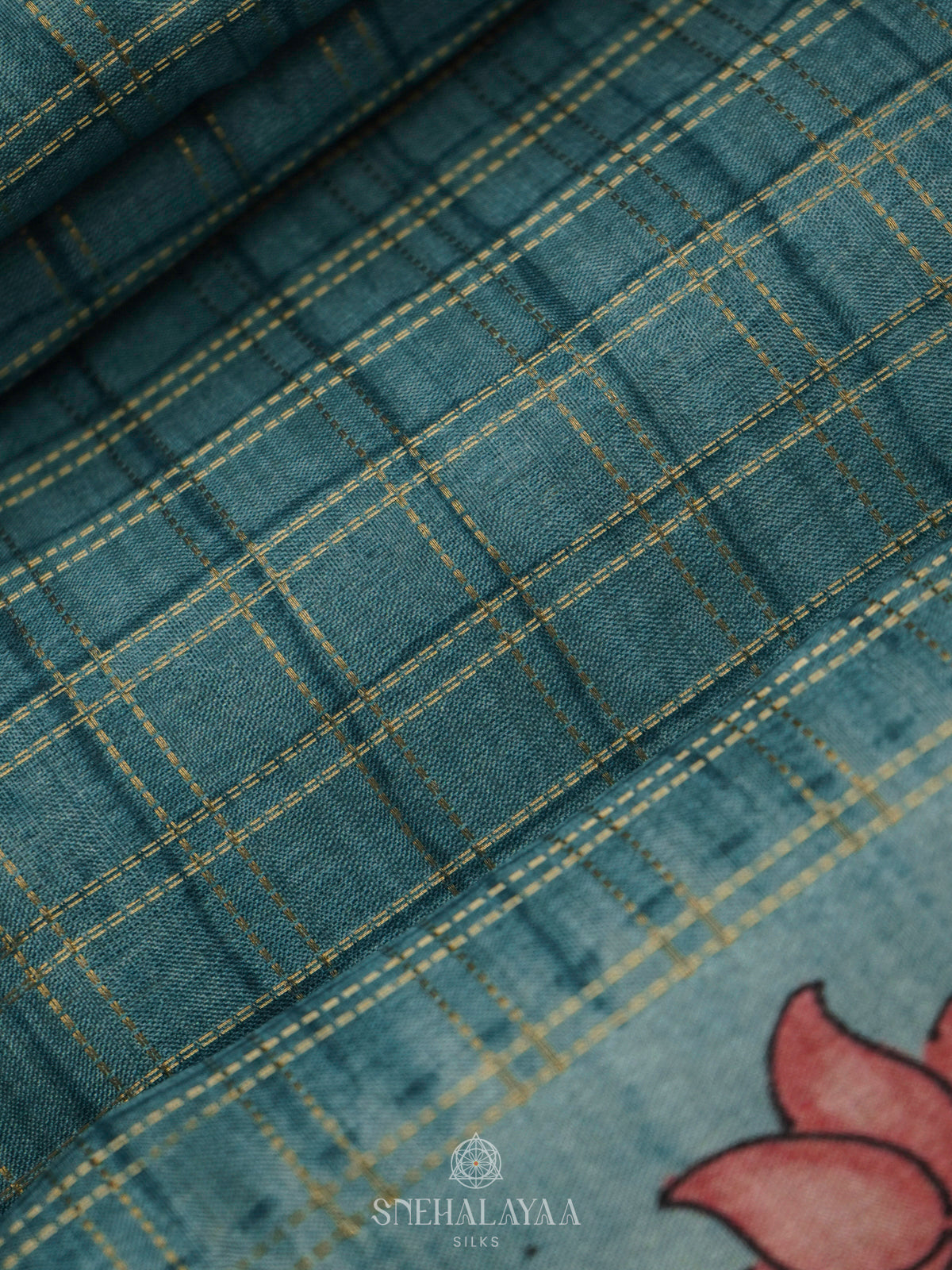 Peacock Blue Tussar Saree