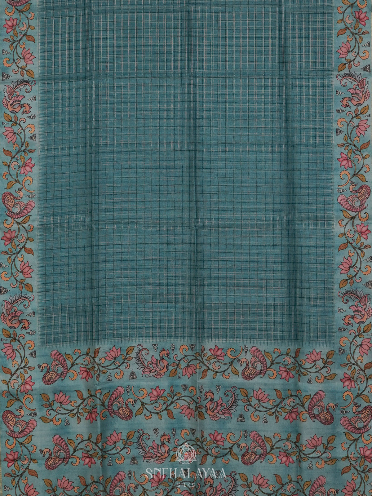Peacock Blue Tussar Saree