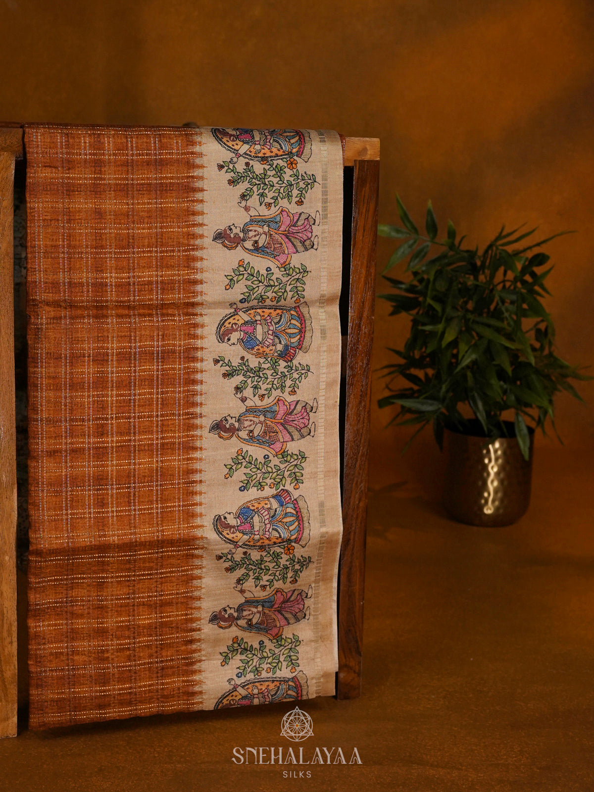 Brunt Orange Tussar Saree
