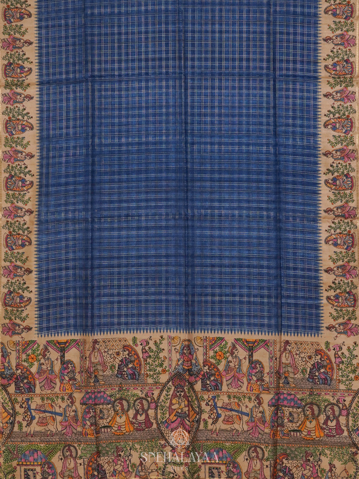 Navy Blue Tussar Saree