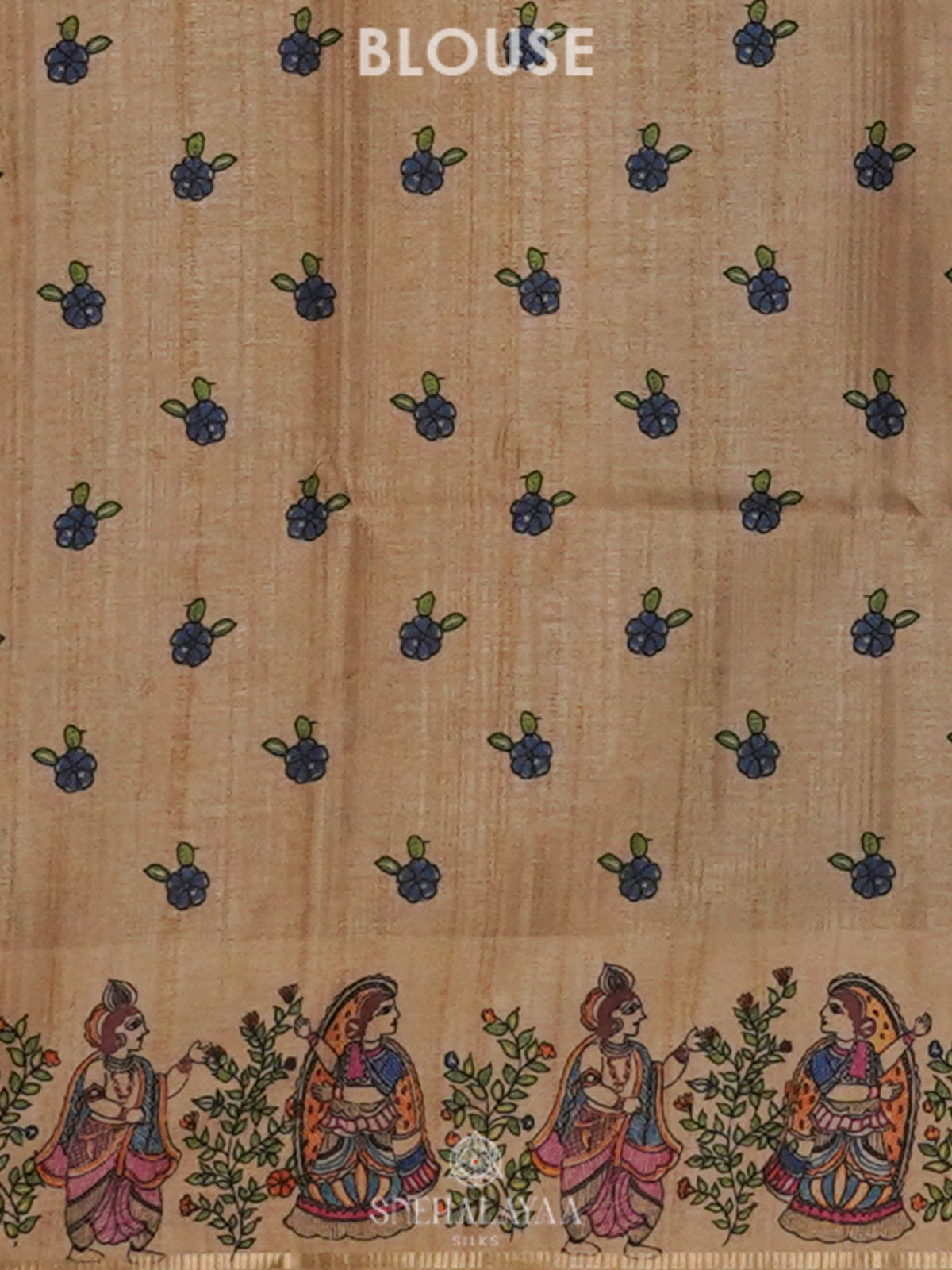 Navy Blue Tussar Saree