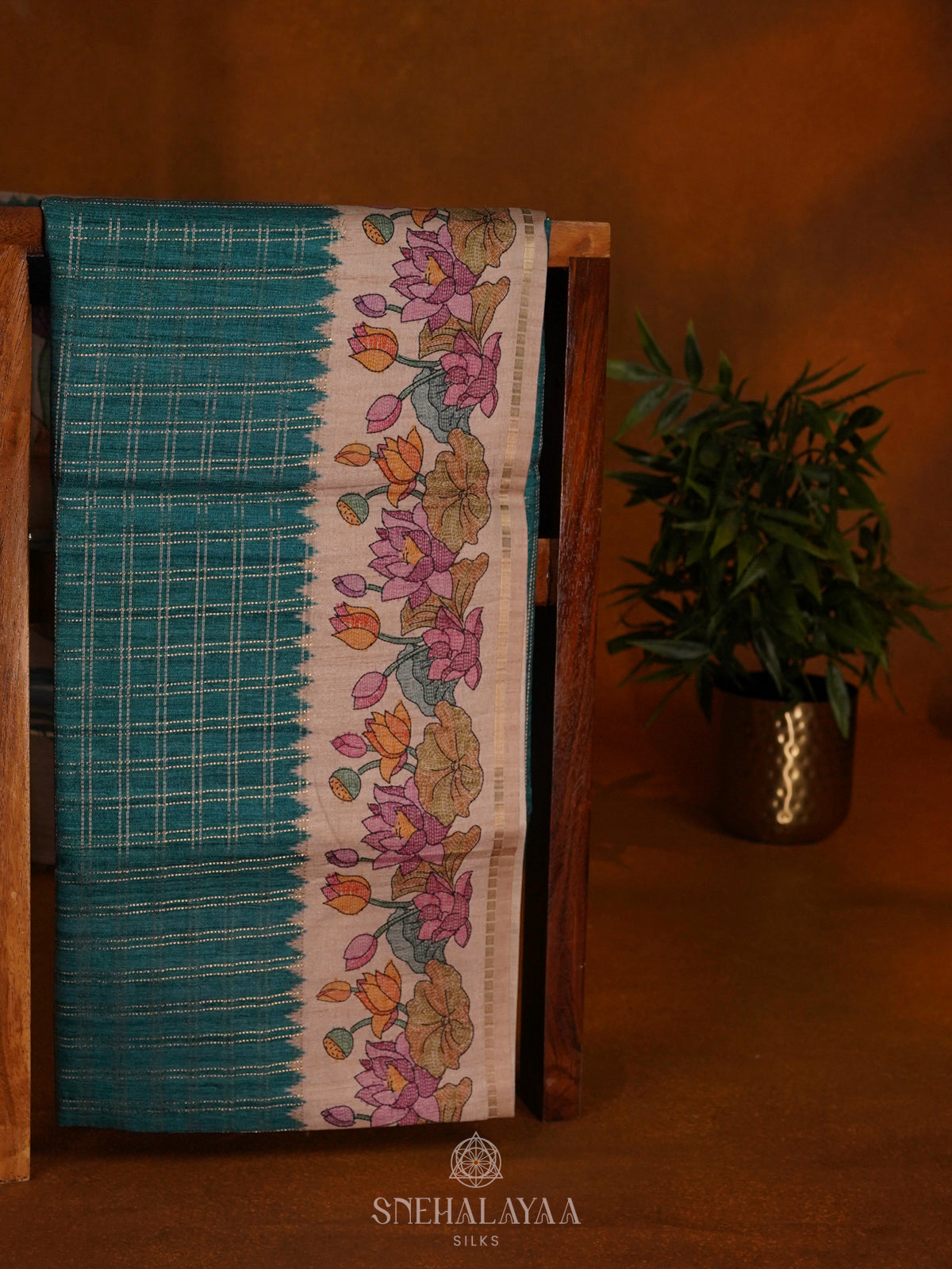 Peacock Blue Tussar Saree