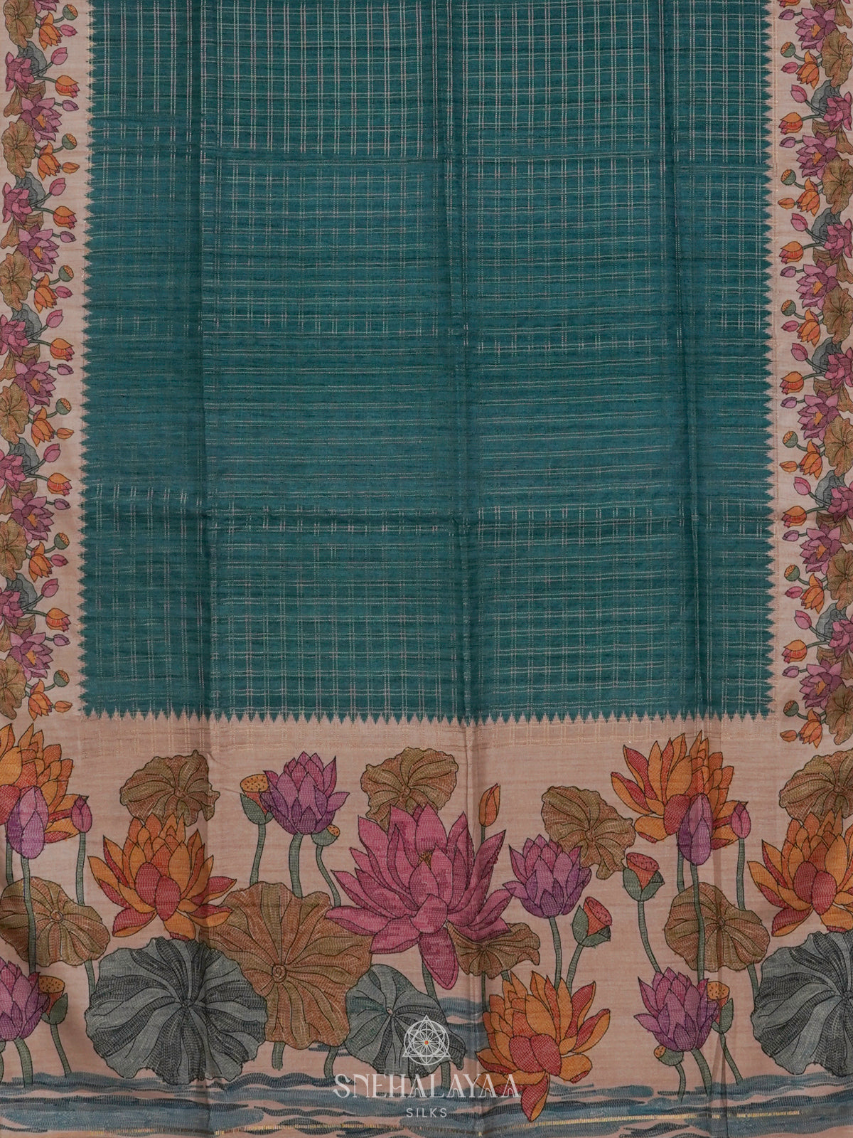 Peacock Blue Tussar Saree