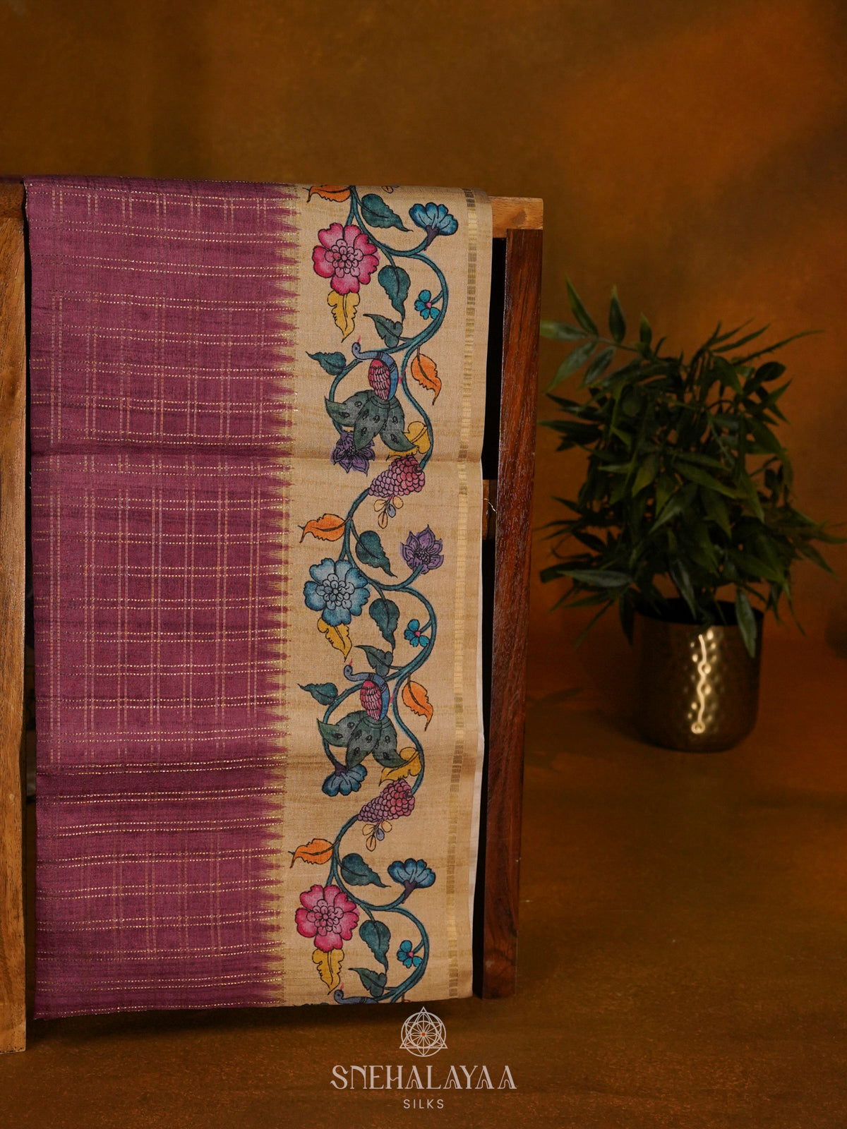 Magenta Tussar Saree